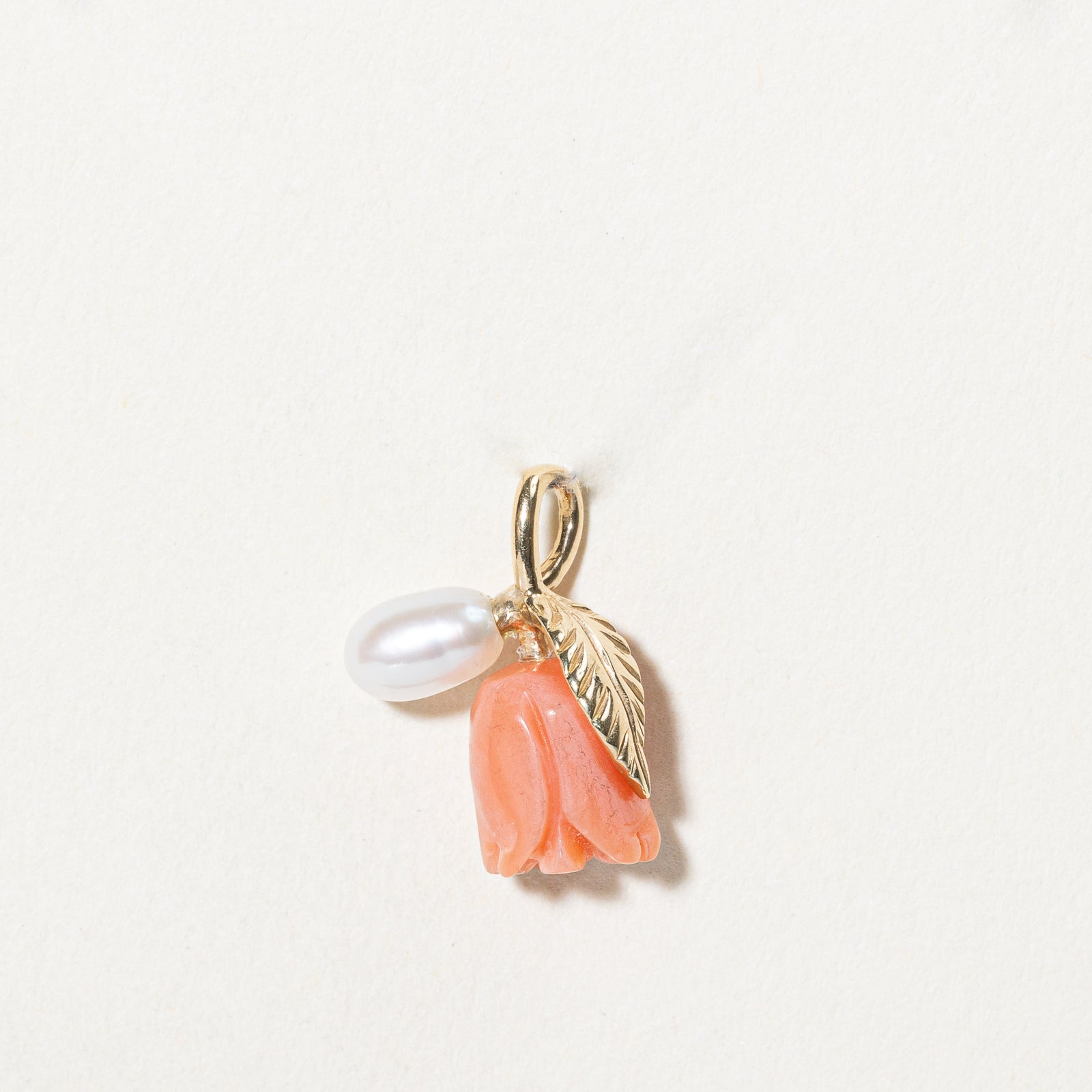 1.60ct Coral & Pearl Flower Charm Pendant Necklace - Elegant Floral Jewelry for Women | Perfect for Weddings, Parties & Special Occasions