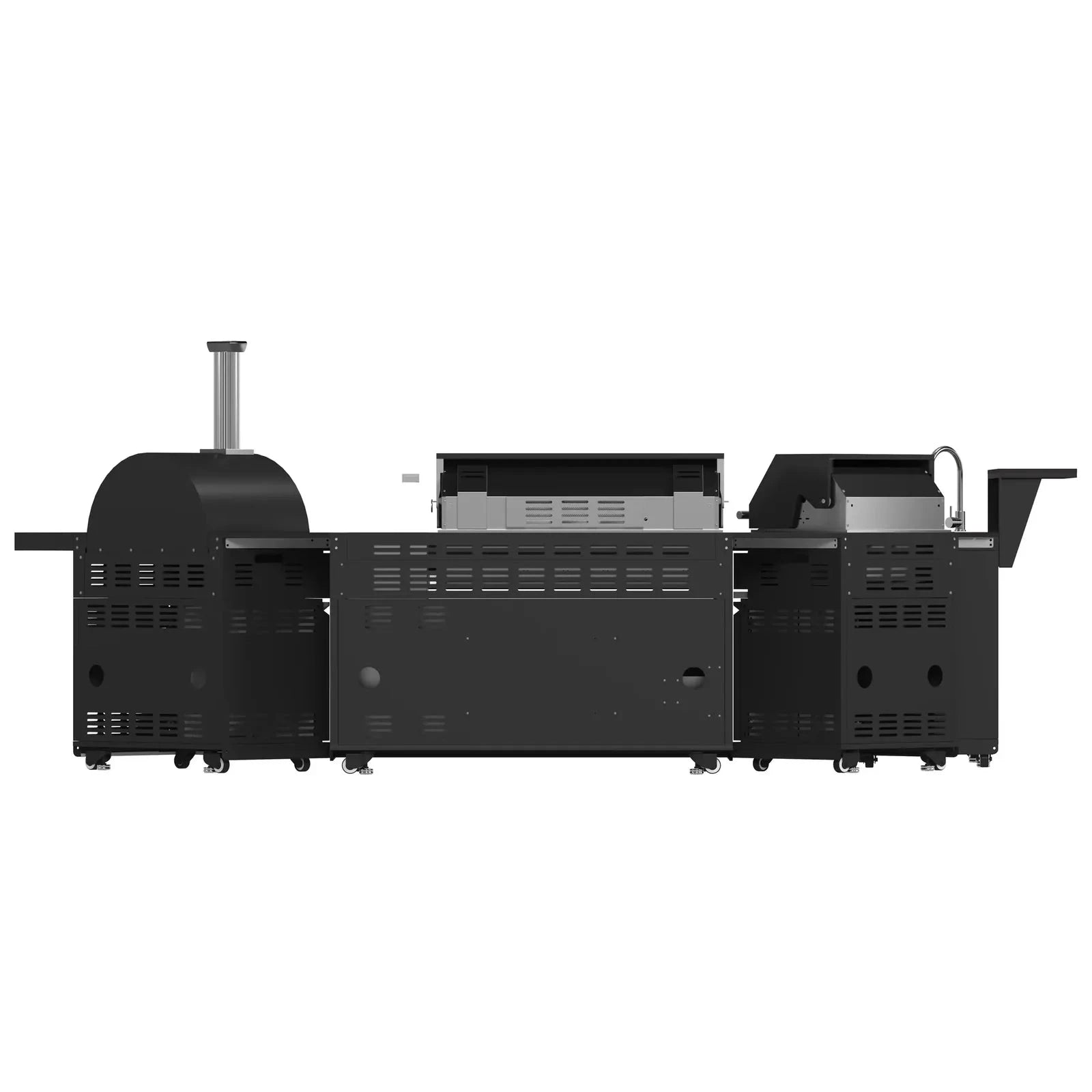 Forno All'Aperto FODKT2568BLK Outdoor Kitchen Set - Premium Stainless Steel BBQ Grill Island with Side Burner & Storage - Perfect for Backyard, Patio, and Poolside Entertaining