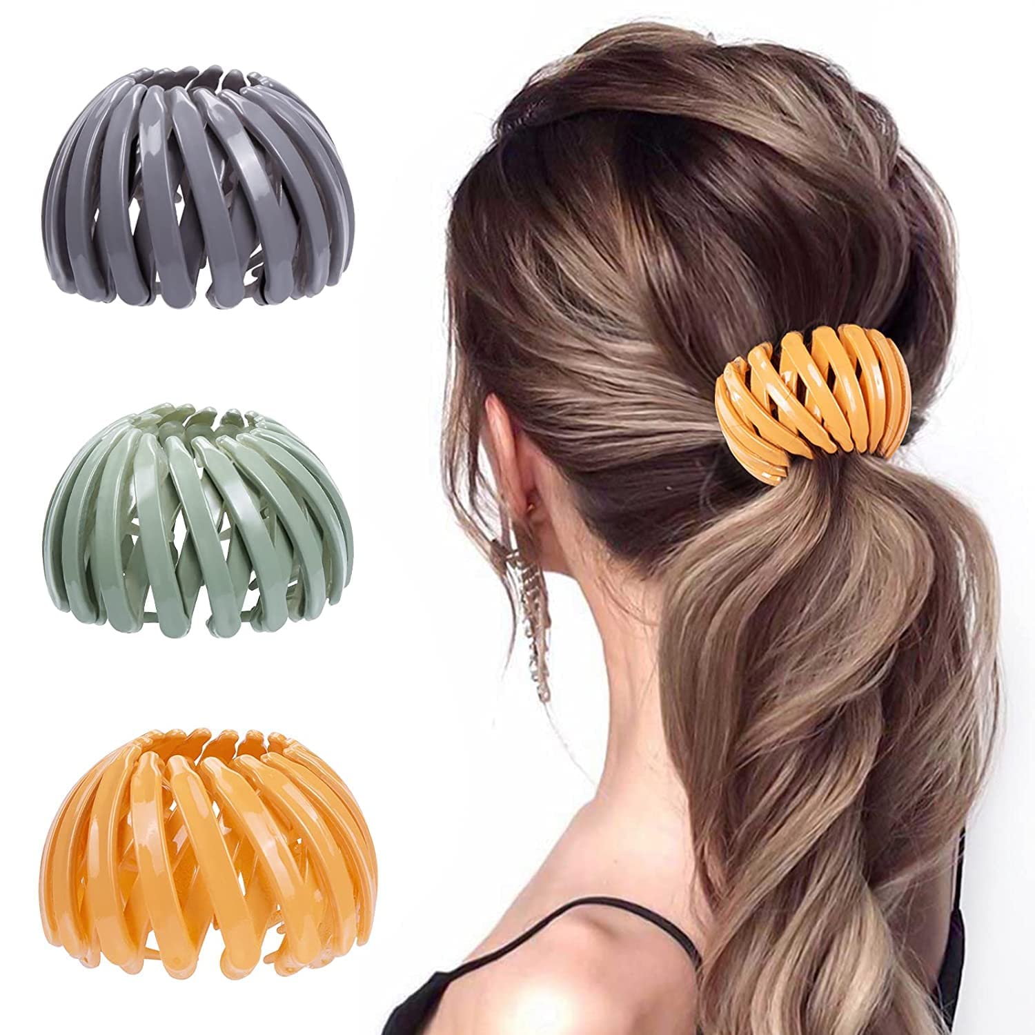 STYLEDOSE 3-Piece Women's Bird Nest Hair Clips Set - Plastic Ponytail Holders & Bun Makers for Thick Hair - Perfect for Updos, Braids, and Everyday Hairstyles