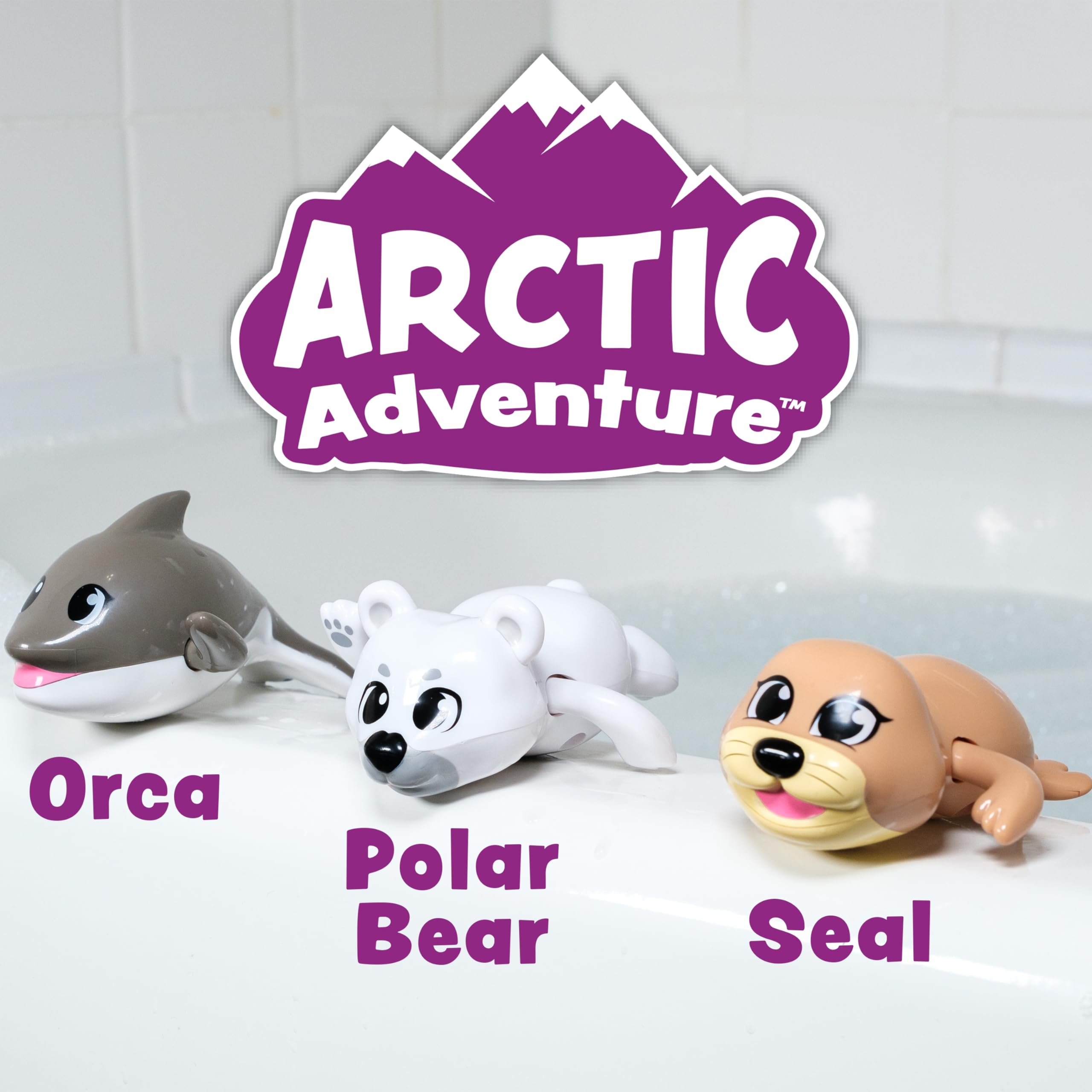 Wind Up Swimming Baby & Toddler Bath Toys - Arctic 3 Pack | Interactive Water Toys for Bathtub, Pool & Water Table | Fun Learning Bath Time & Outdoor Play | Safe for Babies & Kids