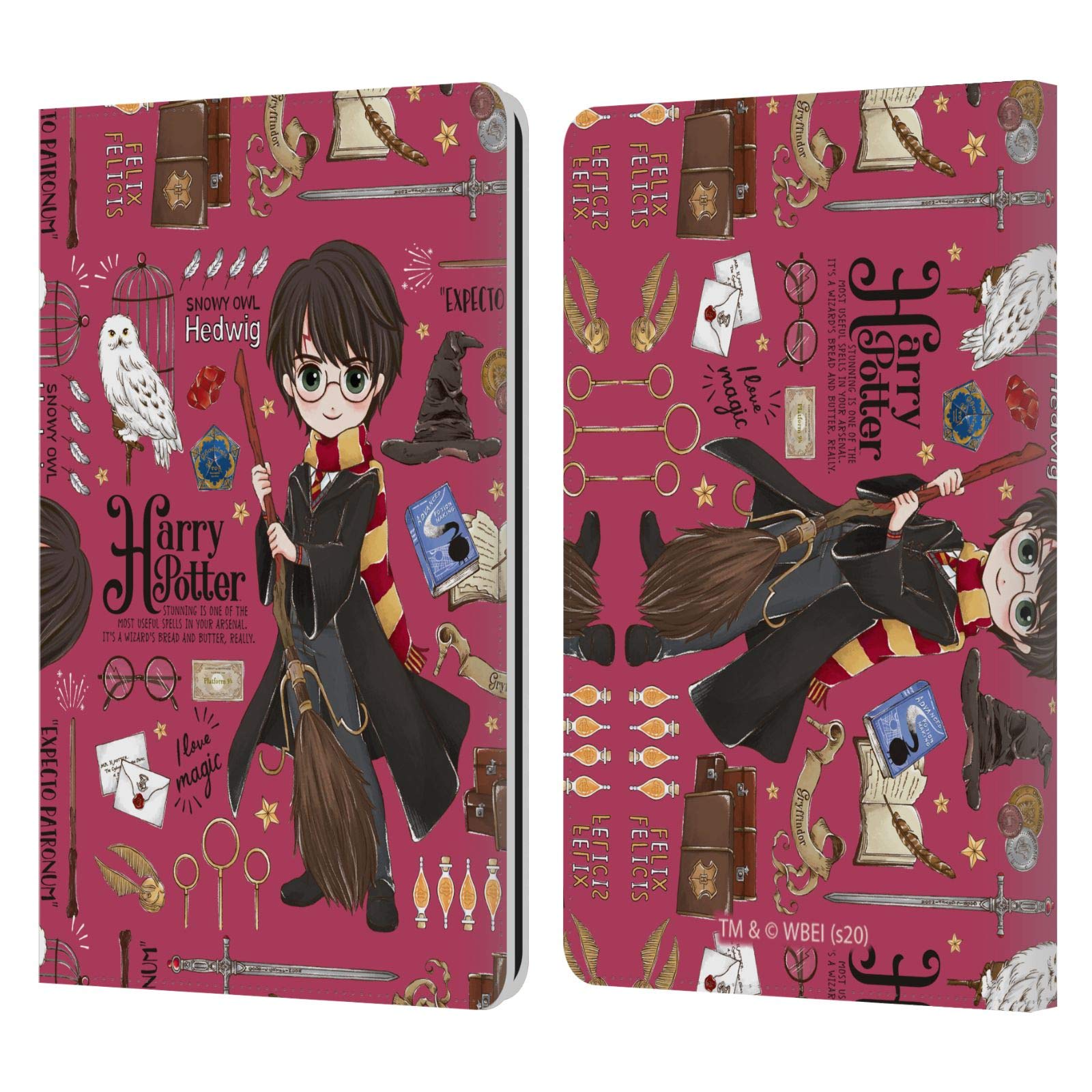 Official Harry Potter Deathly Hallows Leather Book Wallet Case for Kindle Paperwhite 1/2/3 - Licensed Kindle Cover with Harry Pattern - Perfect for Reading, Travel & Harry Potter Fans