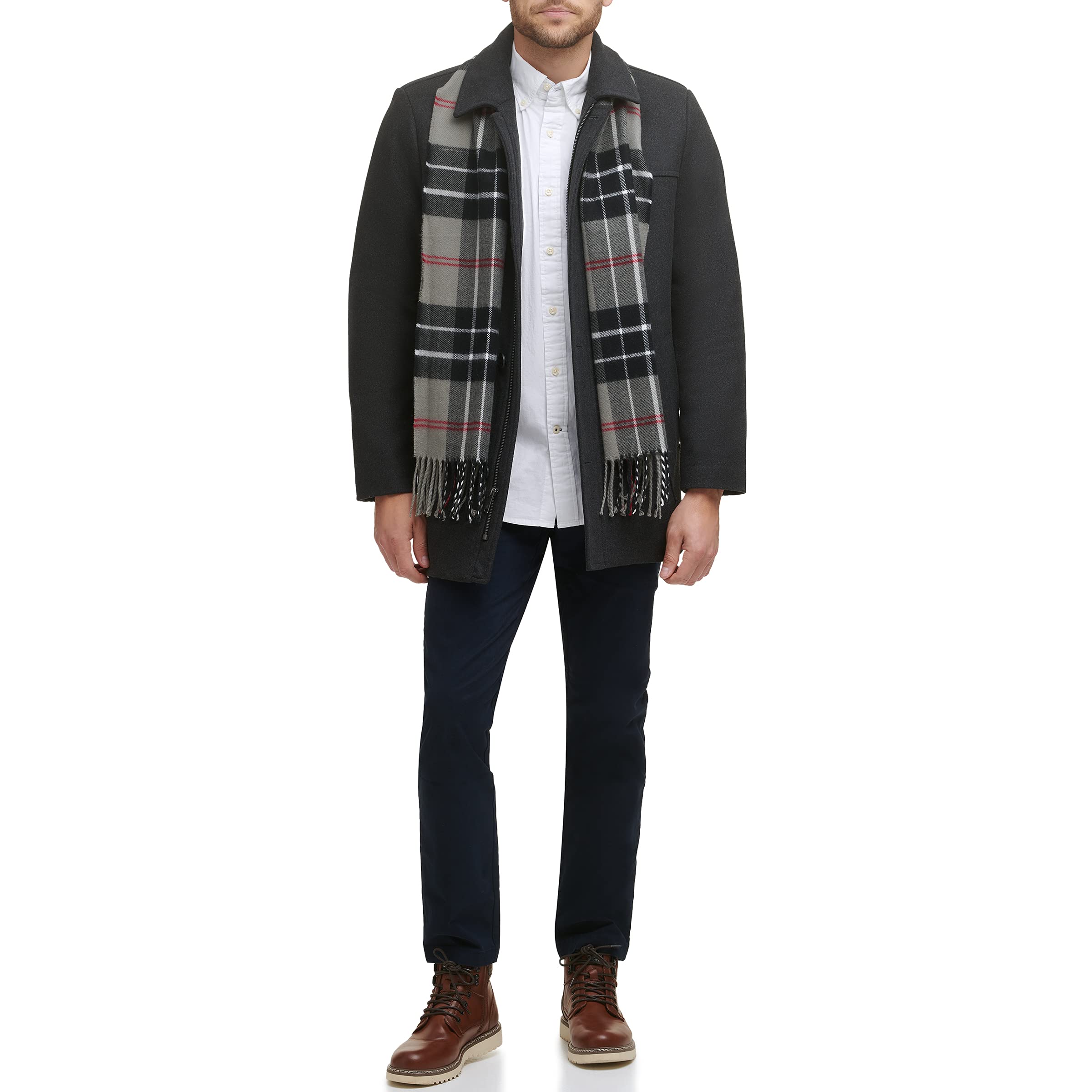 Dockers Men's Weston Wool Blend Coat with Scarf - Classic Winter Jacket for Business & Casual Wear (Regular & Big & Tall Sizes) | Perfect for Office, Travel & Outdoor Activities