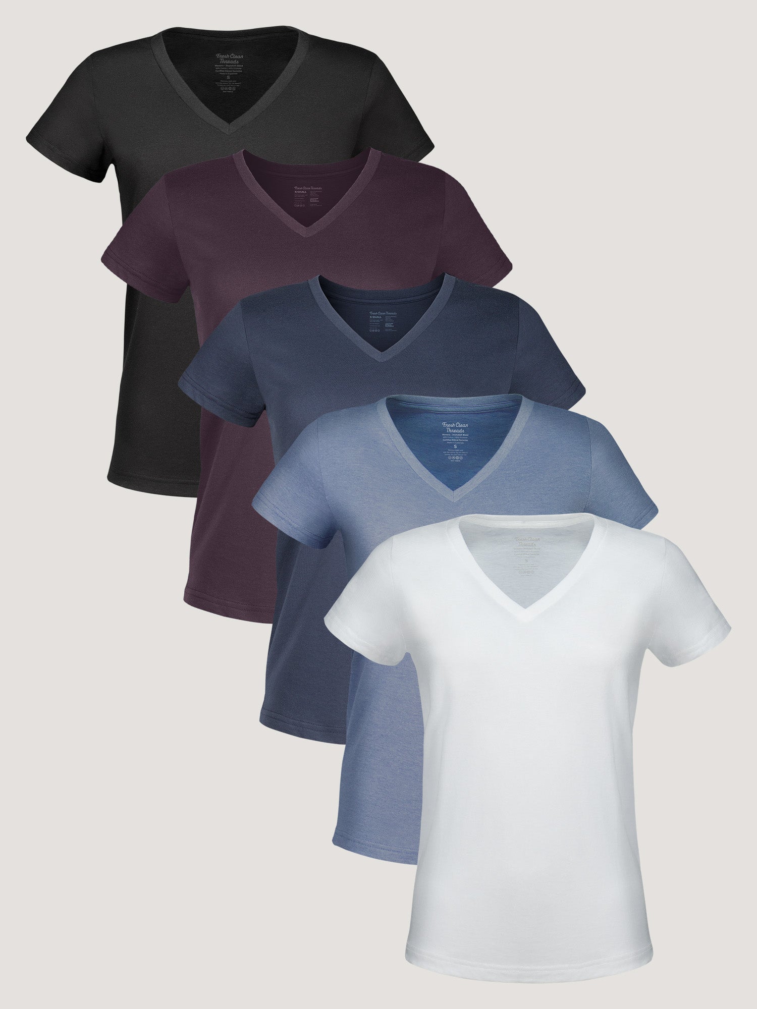 5 Pack Women's V Neck T-Shirts in Midnight Black - Soft & Comfortable Casual Wear for Everyday Outfits, Work, and Lounge