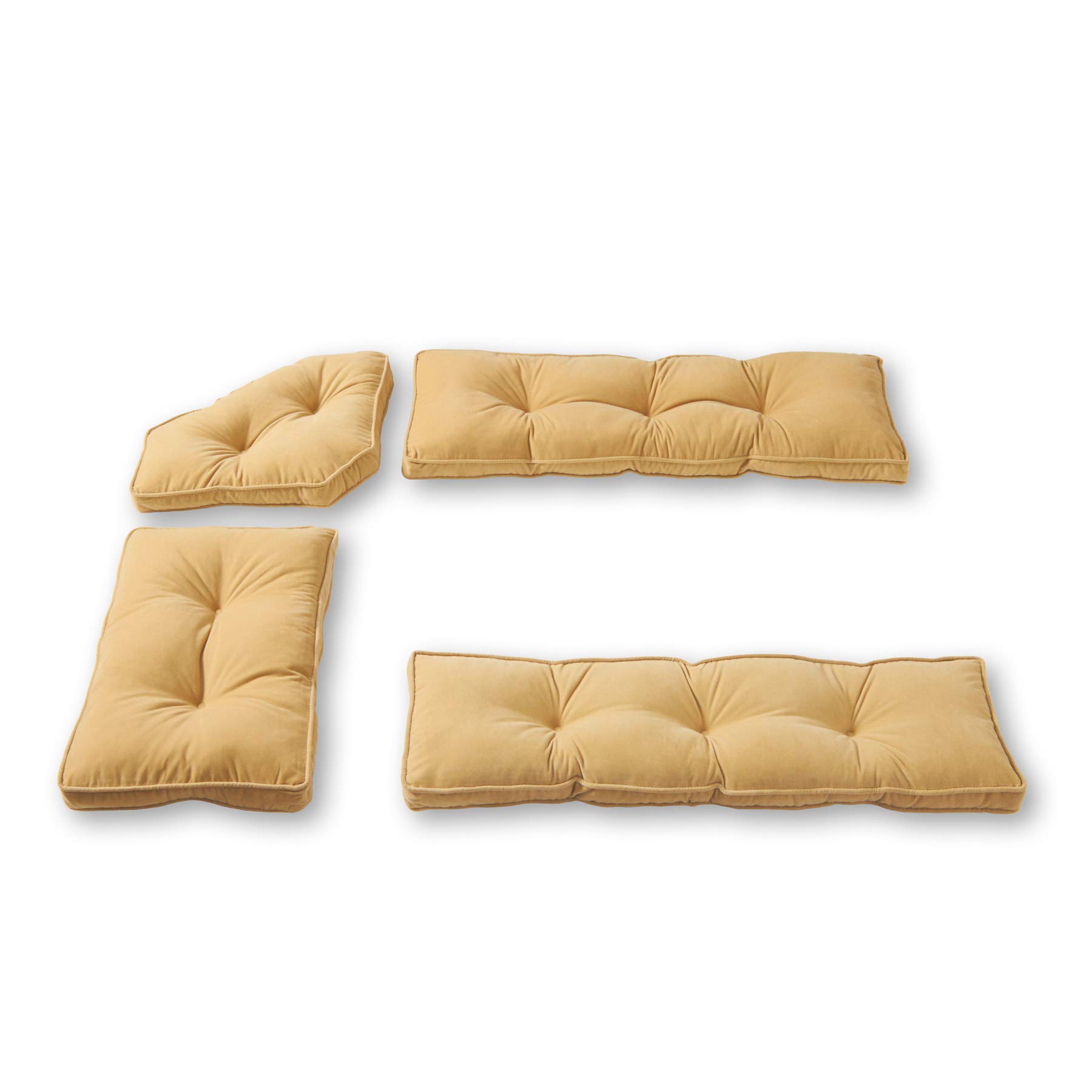 Greendale Home Fashions Hyatt Microfiber 4-Piece Kitchen Nook Cushion Set - Soft Beige Seat Cushions for Breakfast Nook, Dining Bench & Window Seat - Water Resistant & Comfortable
