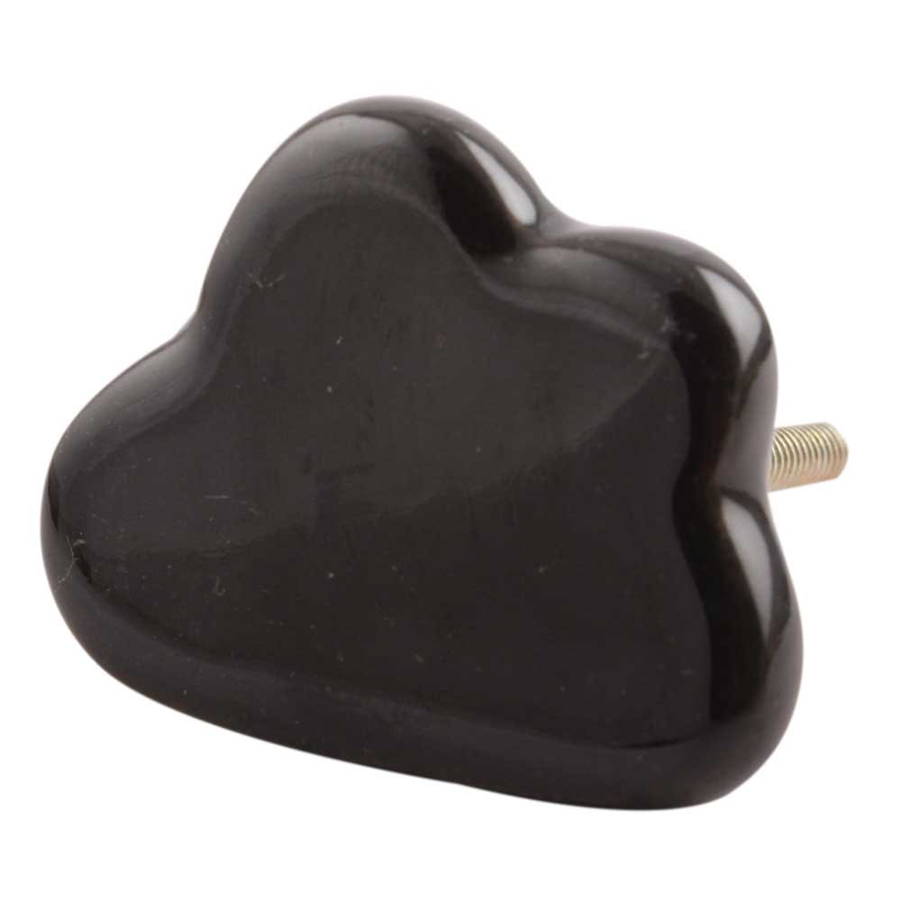 6 Pack Ceramic Cloud Black Luxury Drawer Knobs - Premium Kitchen Cabinet Hardware, Decorative Dresser Pulls for Bedroom & Bathroom - Handcrafted Artisan Pulls for Modern Home Decor