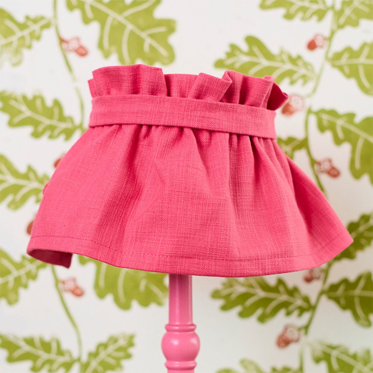 Flirty Skirt Lampshade - Plain Pink with Tie - Elegant Home Decor for Bedroom, Living Room & Dining Room Lighting