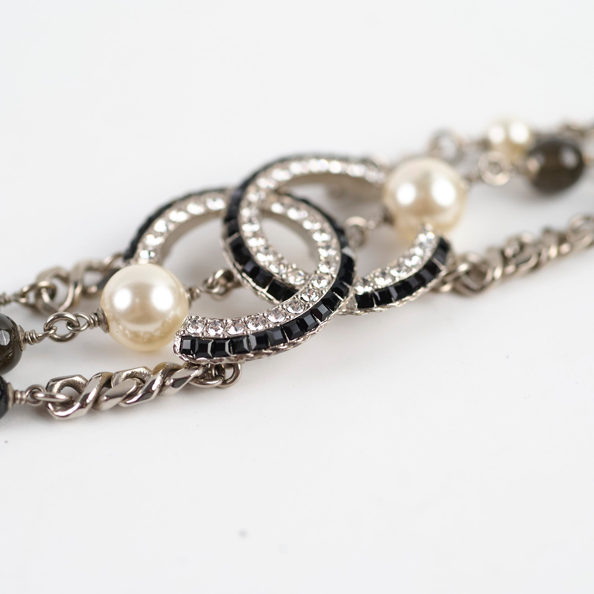 Chanel CC Logo Pearl Bracelet - Elegant Costume Jewelry for Women | Perfect for Parties, Weddings & Special Occasions