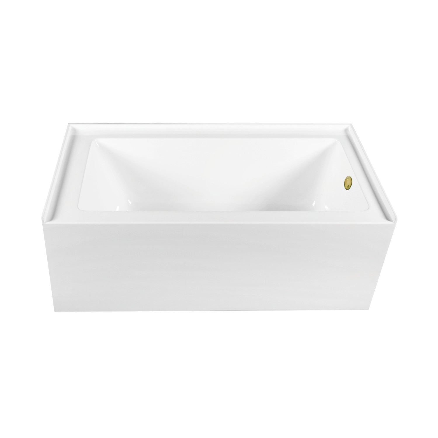 Aqua Eden 66 Inch Acrylic Rectangular 3-Wall Alcove Bathtub Combo with Waste & Overflow Drain - Glossy White/Polished Brass (Right Hand Drain) - Perfect for Modern Bathroom Renovations & Spa-Like Retreats