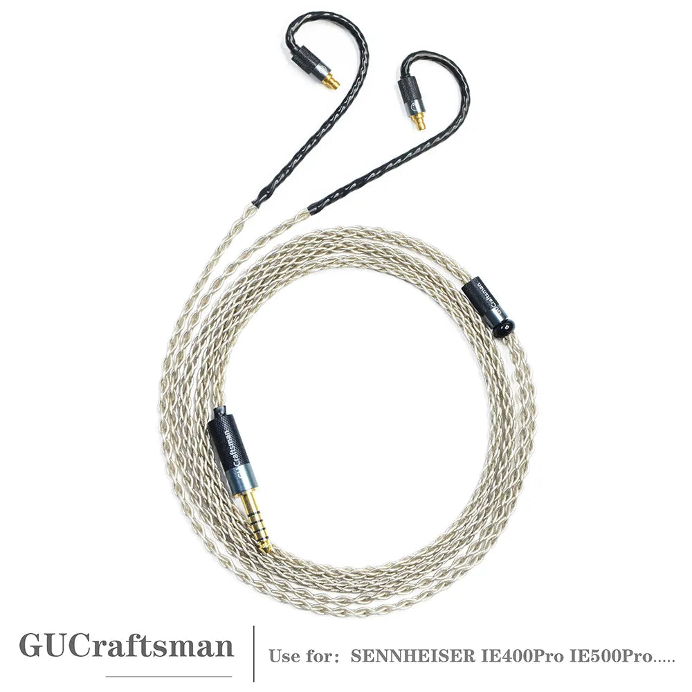 Premium GUCraftsman 6N Single Crystal Silver Upgrade Cable for Sennheiser IE400Pro IE500Pro - High-Fidelity Audio for Audiophiles & Studio Professionals