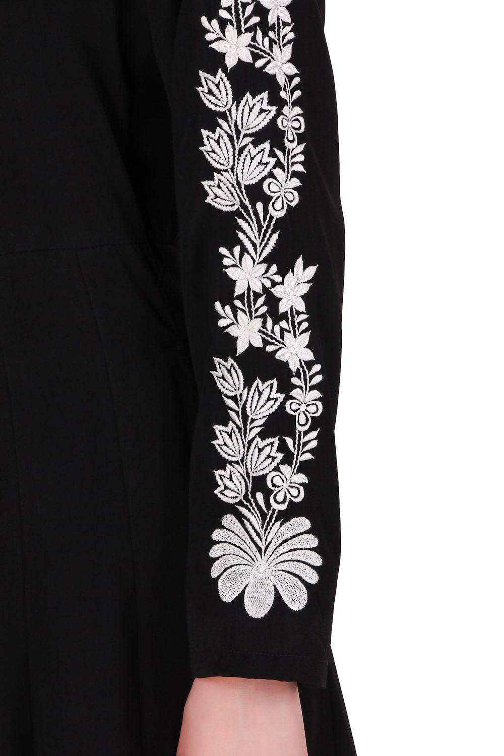 Elegant Floral Embellished Sleeve Anarkali Abaya Dress for Women - Modest Islamic Fashion for Eid, Wedding & Special Occasions