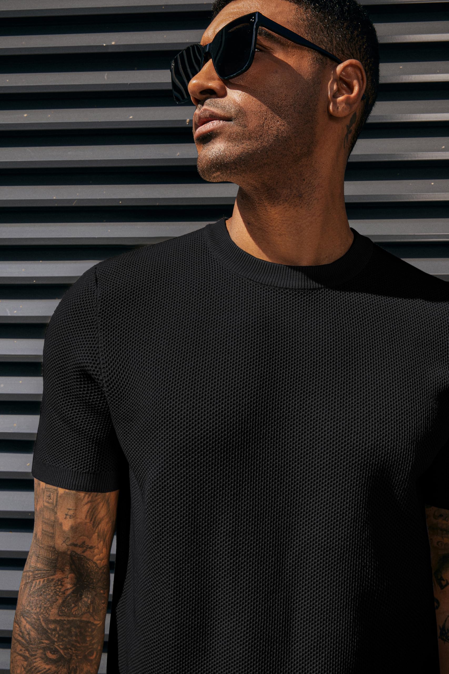 PJ PAUL JONES Men's Honeycomb Waffle Knit T-Shirt - Breathable Short Sleeve Crewneck Pullover Tee for Casual Wear, Lounge & Everyday Outfits