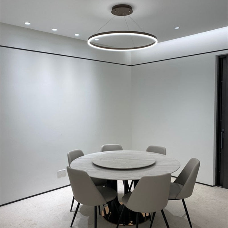 Elegant Ring Chandelier Lighting Fixture - Modern Crystal Ceiling Pendant Light for Dining Room & Bedroom Decor | Perfect for Wedding, Home Renovation & Luxury Interior Design