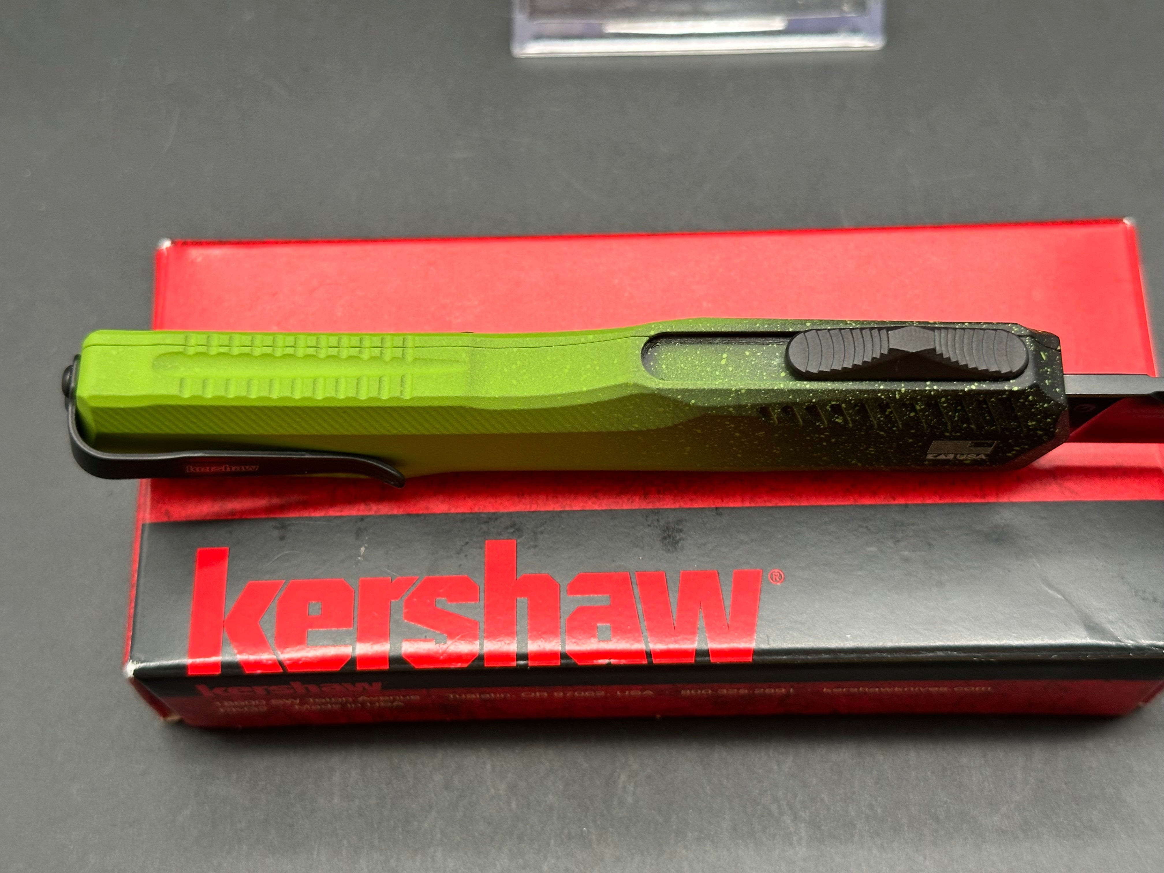 Kershaw Livewire Automatic Knife - Zombie Cerakote & MagnaCut Blade - Blade Show 2024 Exclusive - EDC, Outdoor Survival, Tactical Gear, Collector's Item
