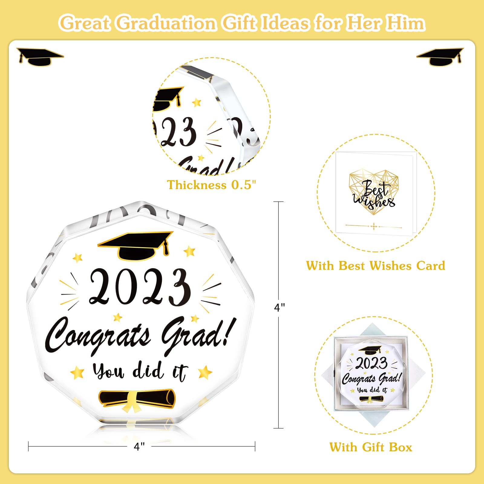 2023 Graduation Gifts for Her & Him - Personalized Keepsake Paperweight with 