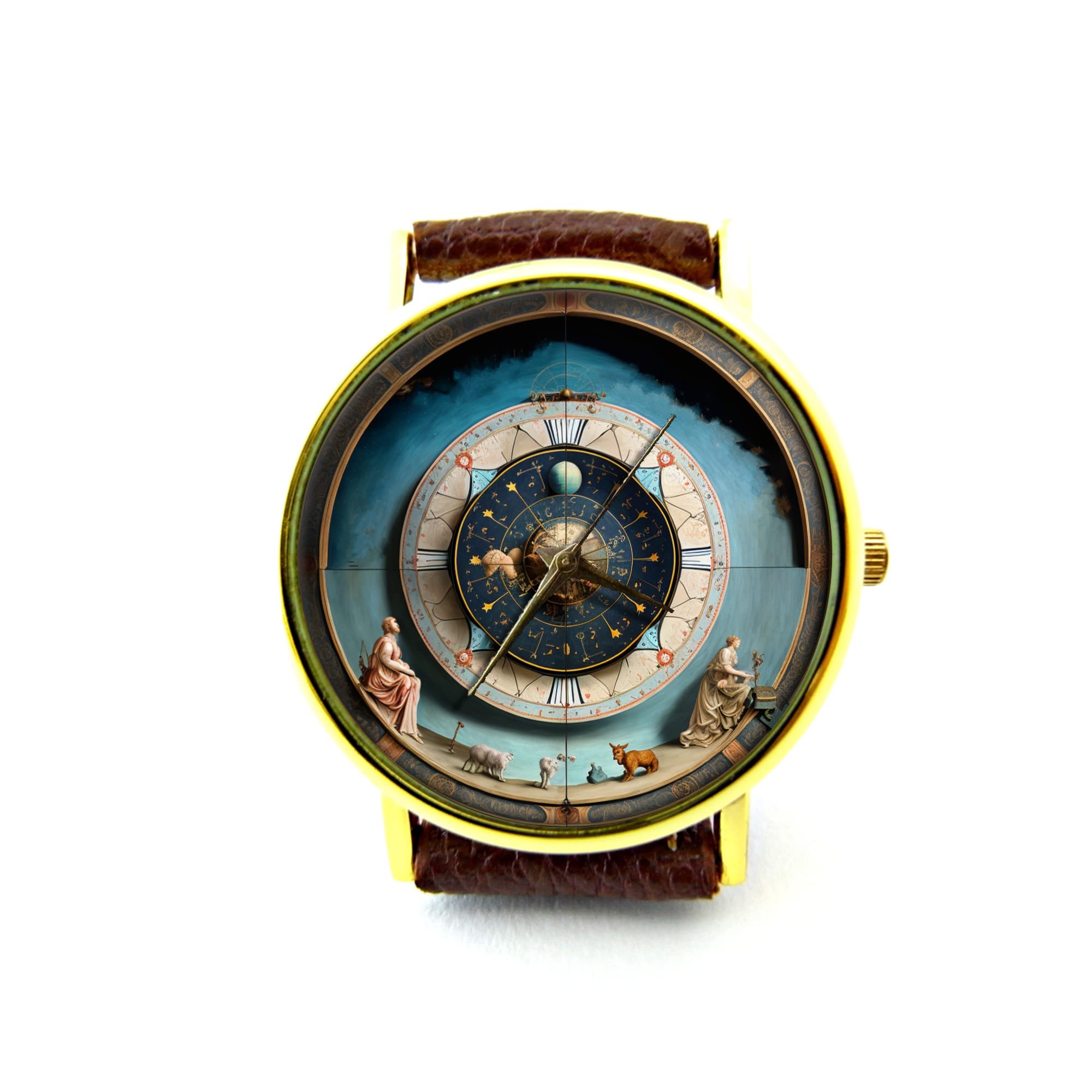 Zodiac Leather Watch for Men & Women - Unisex Astronomy Constellation Timepiece with Stars Design - Perfect for Gifts, Fashion Accessories & Stargazing Enthusiasts