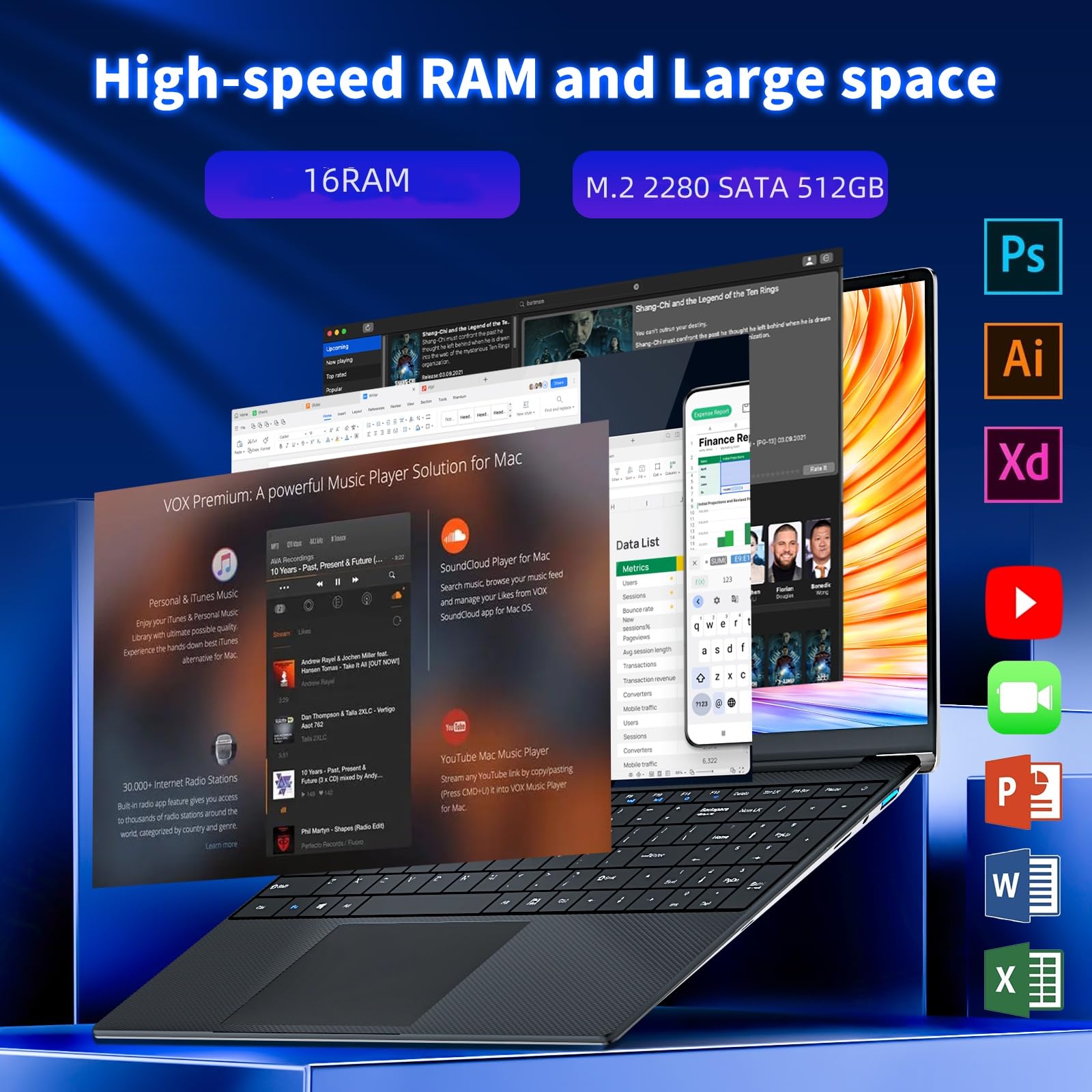 KUU 15.6 Inch Gaming Laptop - Intel Core i5 Processor up to 3.60GHz, 16GB RAM, 512GB SSD, Full HD IPS Display, 180° Hinge - Perfect for Students, Business & Home Office Use
