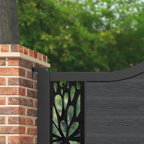 Classic Blossom Curved Top Driveway Gate - Dark Grey Wrought Iron Fence for Home Security & Curb Appeal | Perfect for Front Yard, Garden, and Driveway Entrance