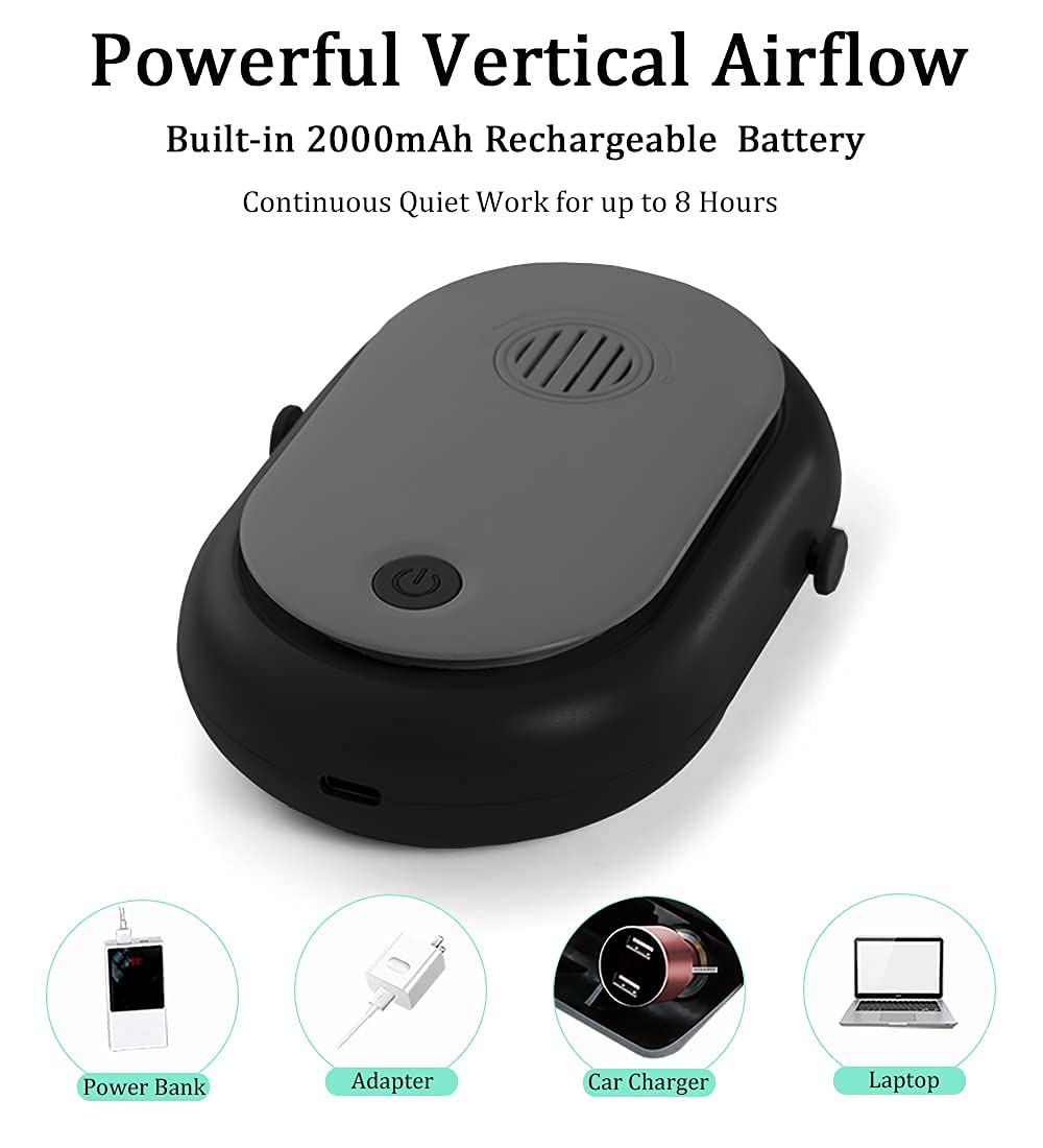 Portable Neck Fan - USB Rechargeable Wearable Personal Fan with 3 Speed Settings, Hands-Free Cooling Fan for Women, Outdoor Camping, Travel, Office & Gym (Black) - Stay Cool Anywhere