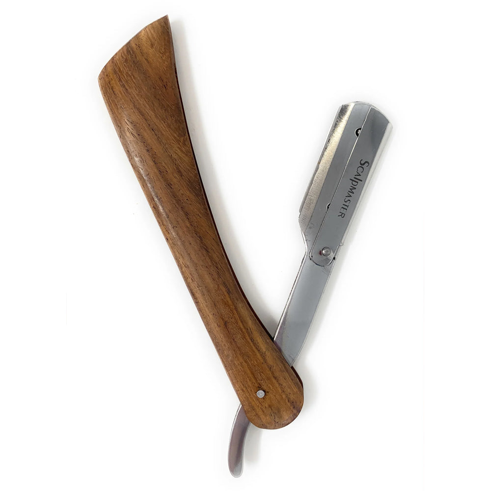 Professional Scalpmaster Wooden Handle Straight Edge Razor - Barber Shaving Tool for Precision Haircuts & Beard Grooming | Perfect for Home Use, Salon Professionals & Gift Giving