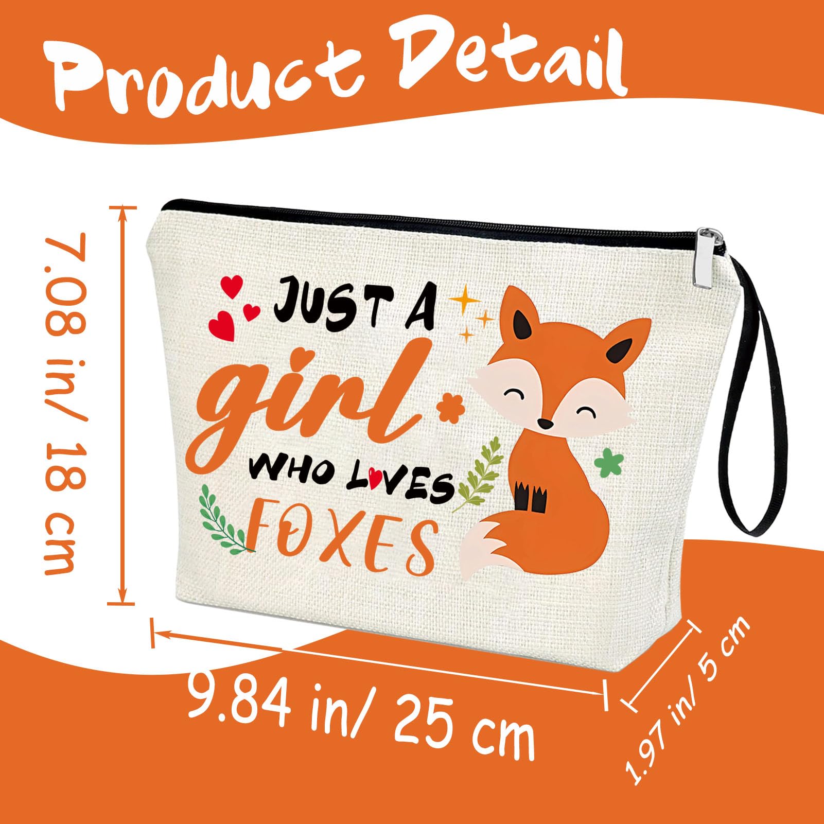 Fox Makeup Bag for Women - Cute Easter, Birthday & Christmas Gift for Fox Lovers, Bestie, Sister or Niece - Animal Themed Cosmetic Pouch for Travel & Daily Use
