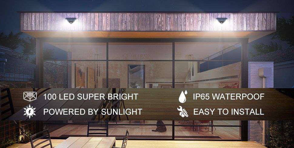 100% Waterproof LED Motion Sensor Solar Security Lights Outdoor (2 Pack) - Bright Solar-Powered Lights for Driveway, Garden, Patio, and Backyard Safety