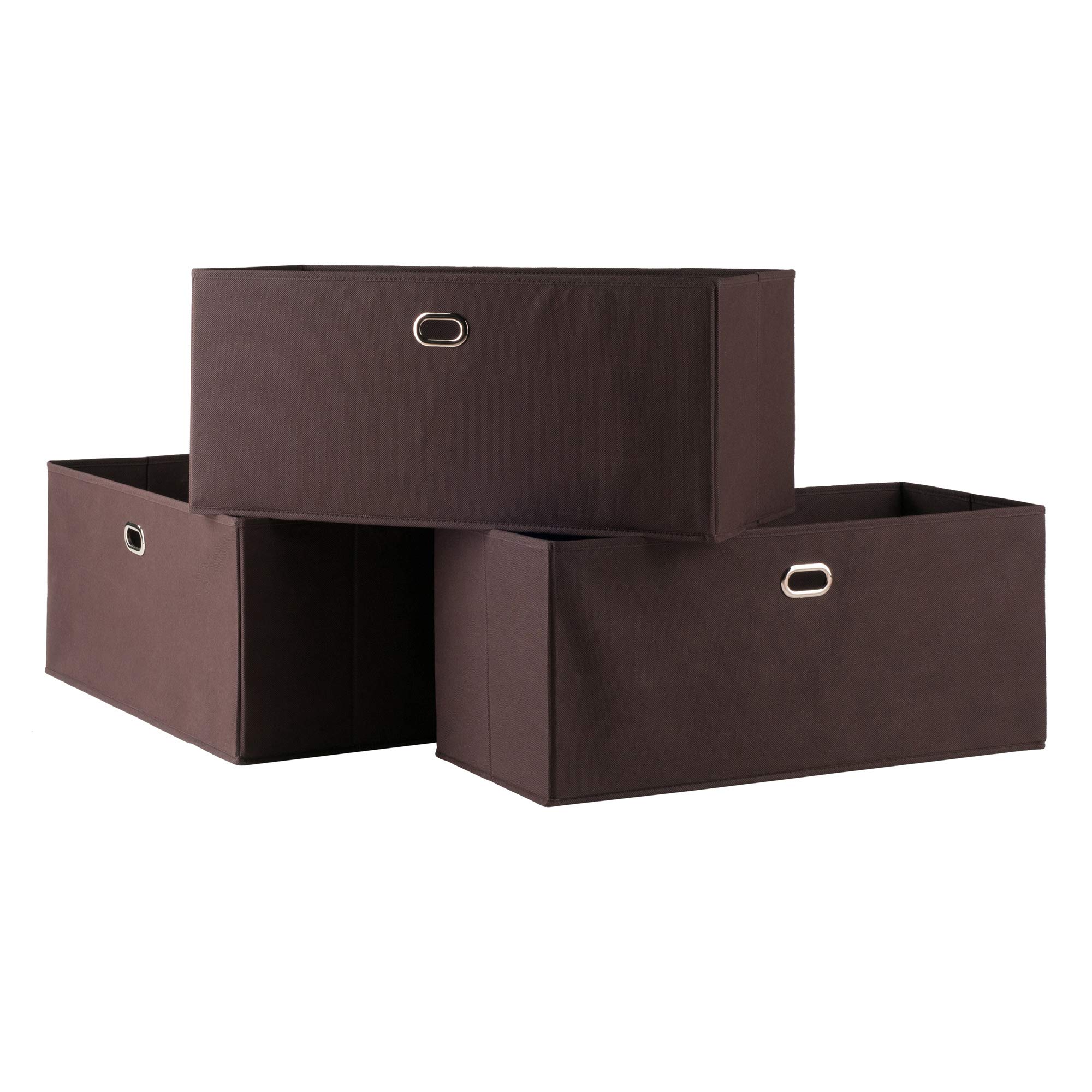 Winsome Torino 4-Piece Shelf Set with Black Fabric Baskets - Espresso/Chocolate Finish for Home Storage & Organization | Perfect for Living Room, Bedroom or Office Decor