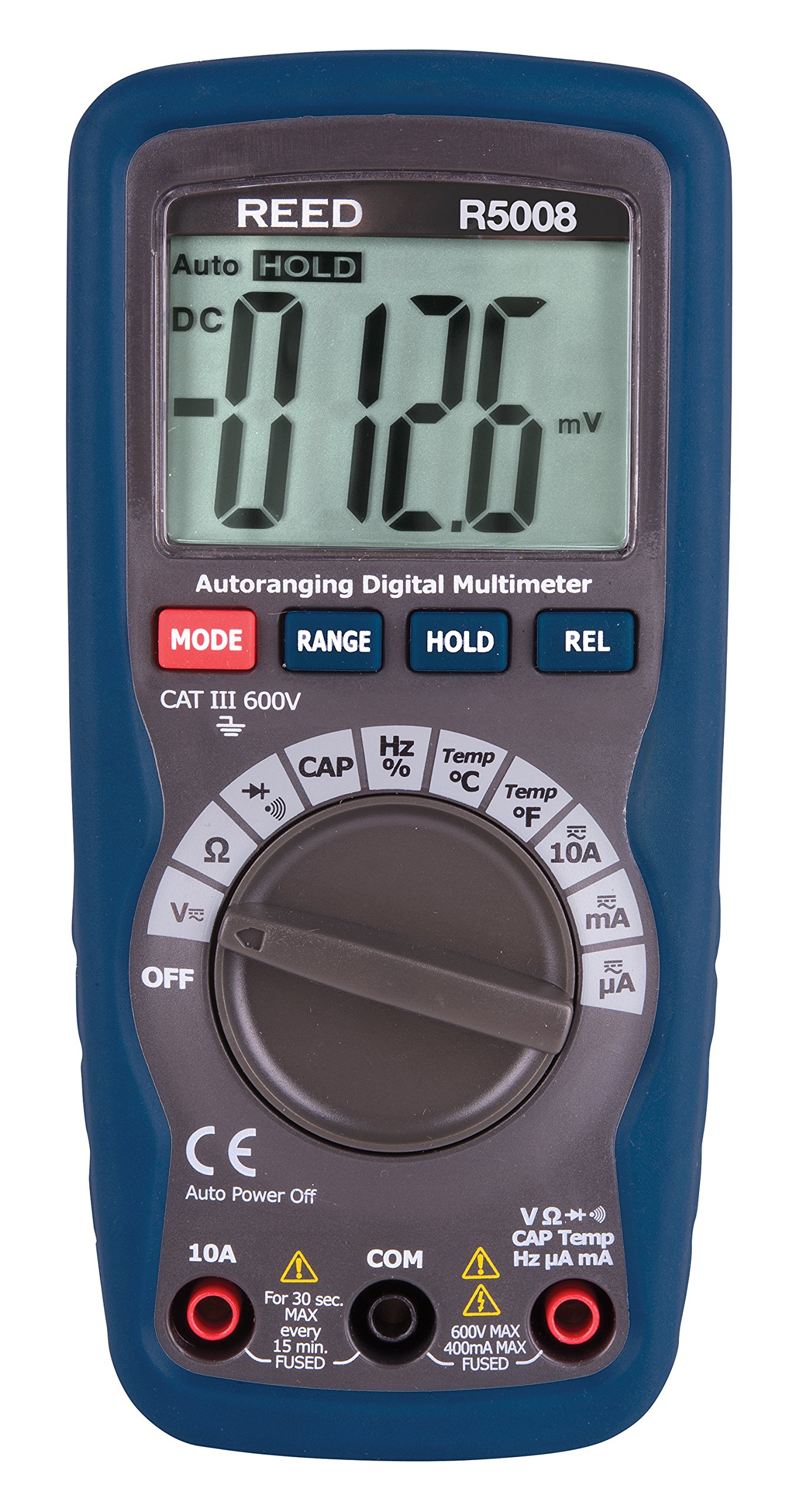 REED Instruments R5008 Compact Digital Multimeter with Temperature Measurement - Perfect for Home, Automotive & Electrical DIY Projects