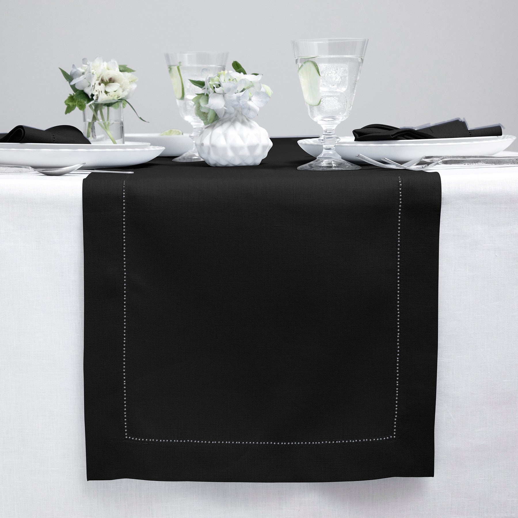 Classic Hemstitch Table Runner - 16 Inch & 18 Inch Wide - Elegant Dining Table Decor for Weddings & Holiday Parties