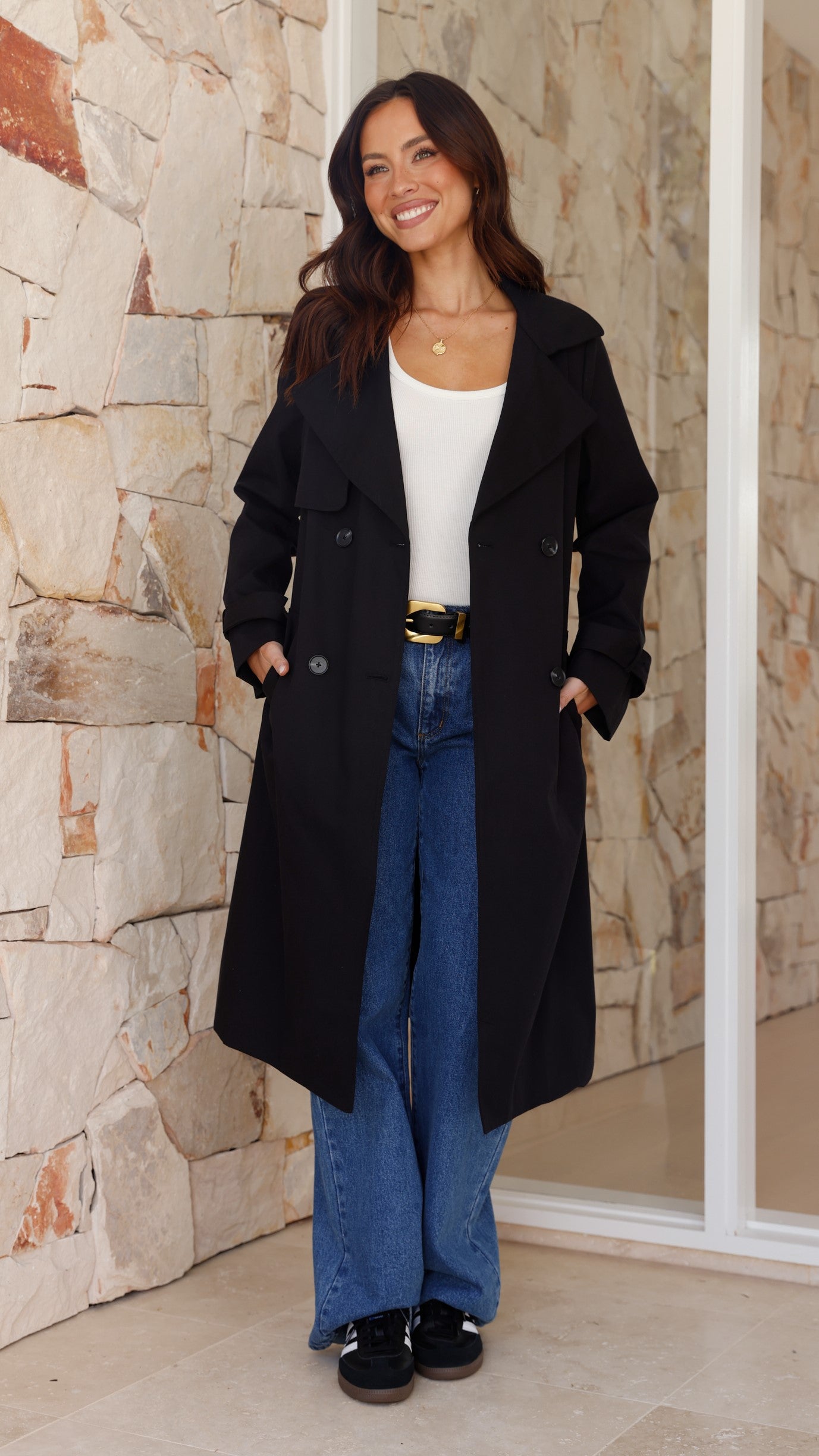 Byron Classic Black Trench Coat for Men & Women | Waterproof Outerwear for Fall & Winter | Perfect for Office, Travel & Formal Occasions