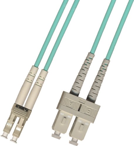 250M OM3 Multimode Duplex 10Gb Fiber Optic Cable (50/125) - LC to SC Connector - Aqua - High-Speed Data Center & Network Backbone Solution