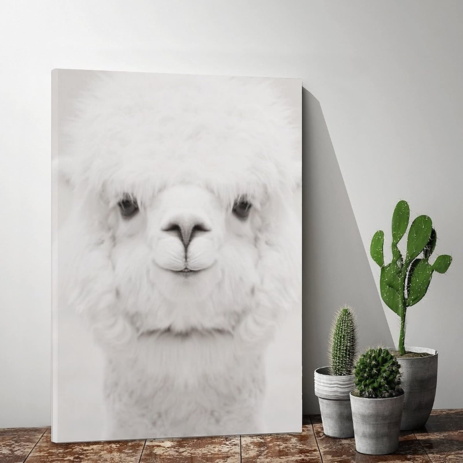 Smiling Alpaca Canvas Wall Art - 12x18 Inches (30x45cm) - Cute Animal Poster for Bedroom, Office, Nursery & Living Room Decor - Perfect Gift for Animal Lovers & Home Decoration
