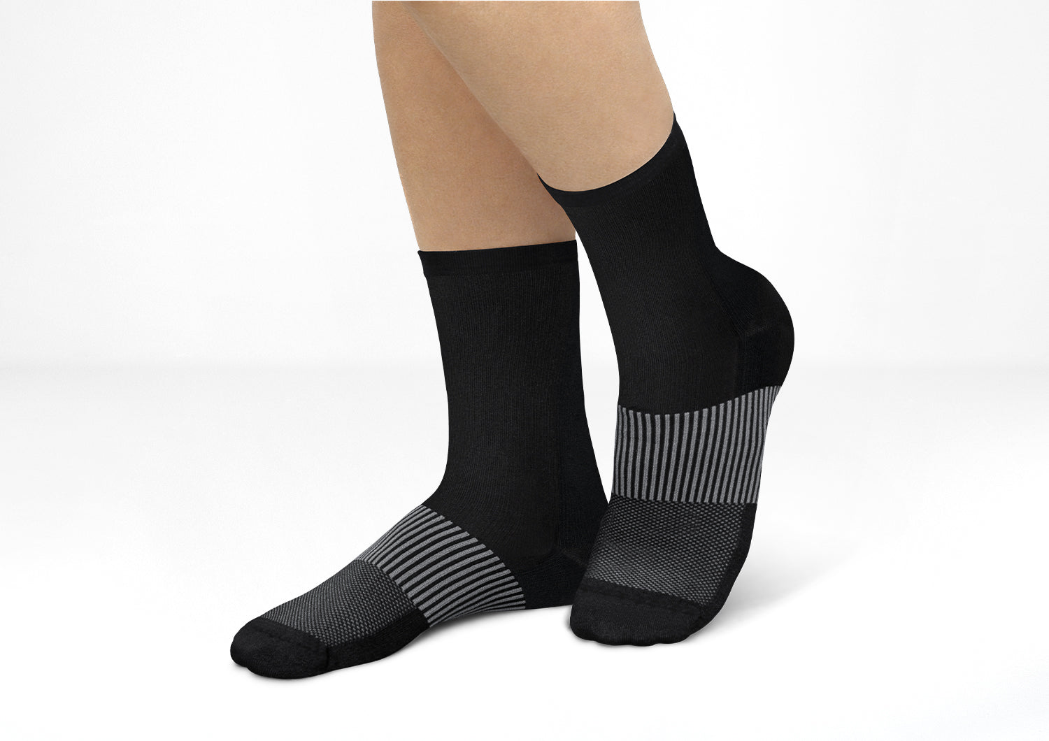 18-25 mmHg Mid Calf Compression Socks for Women & Men - Black - Improve Circulation & Reduce Swelling for Running, Travel & Work