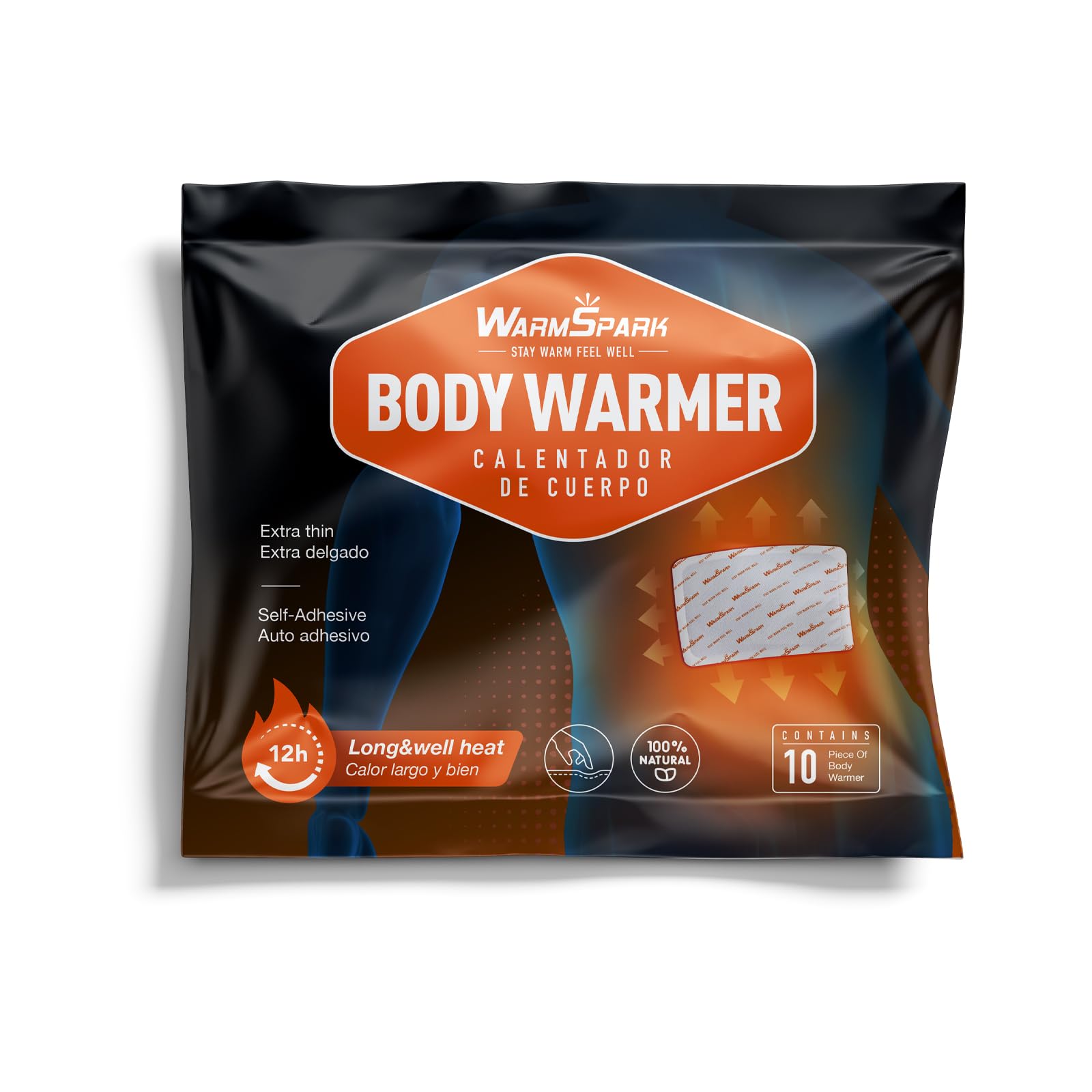 Body Warmers with Adhesive - Disposable Air-Activated Heat Patches for Back, Shoulder & Muscle Pain Relief - Lasts Up to 12 Hours - WarmSpark - Perfect for Outdoor Sports, Winter Activities & Chronic Pain Management