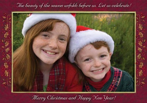 Holiday Amaryllis Christmas Photo Cards - Elegant Festive Greeting Cards with Photo Insert for Family, Friends & Coworkers - Perfect for Holiday Parties, Gift Exchanges & Winter Celebrations