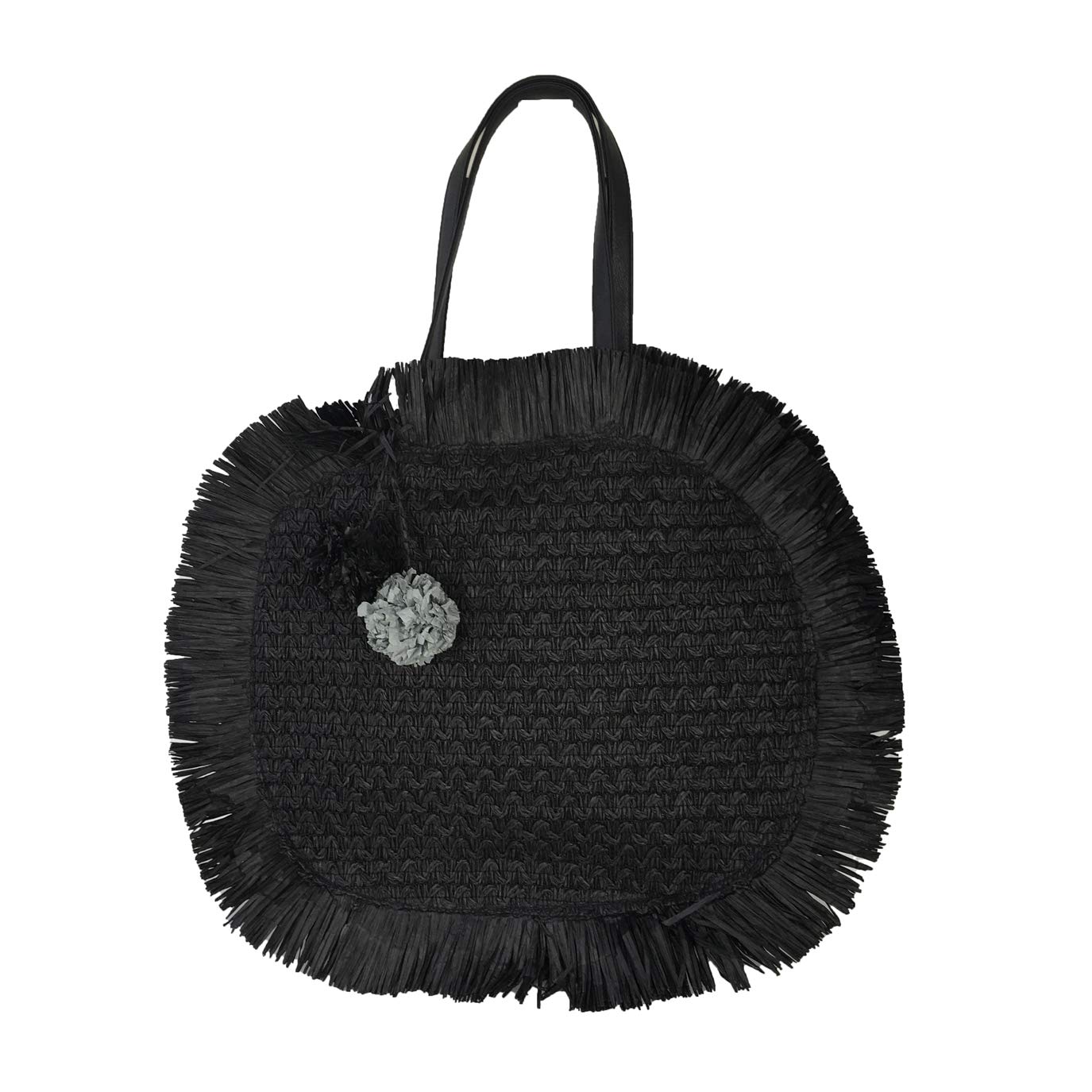 Alex Max Women's Round Fringe Trim Straw Beach Bag - Fashionable Summer Tote for Vacation, Pool Party, and Outdoor Adventures