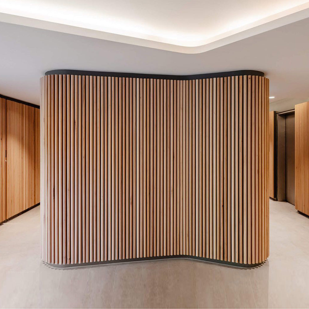WOODFLEX Flexible Acoustic Battened Wood Slat Panel - 3-Sided Full Wrap Oak Veneer - 2700mm x 600mm - Soundproof Wall Paneling for Home Theater, Office & Studio