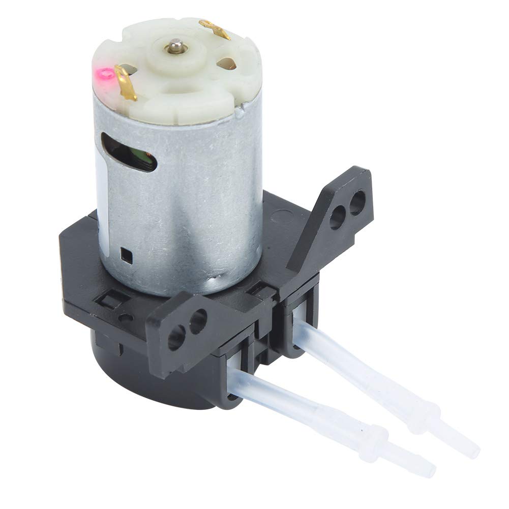 12V DC Peristaltic Liquid Pump - Mini Right Angle Dosing Pump with Large Flow & Snap-on Design - Self Priming Hose Pump for Lab Experiments, Pharmacy, Biotechnology, Aquariums & Home Brewing (Black)