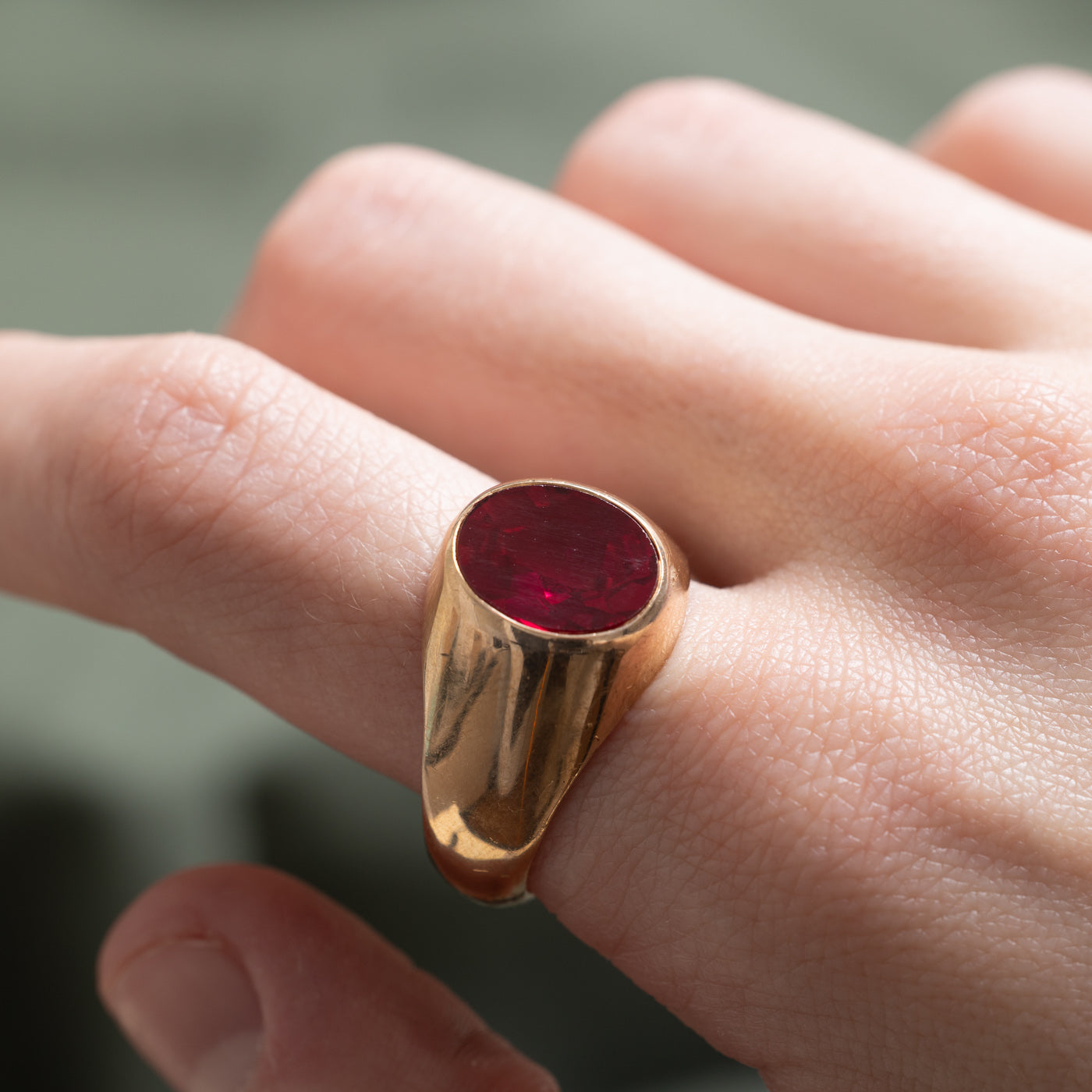 Solitaire Synthetic Ruby Statement Ring - 4.00ct Oval Cut Gemstone Engagement Ring for Women, Size 11 | Perfect for Weddings, Anniversaries & Special Occasions