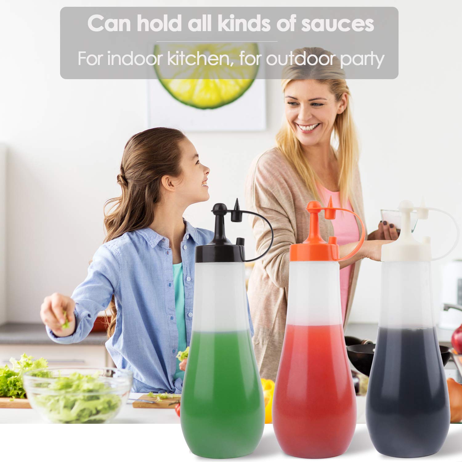 Premium 12oz Plastic Condiment Squeeze Bottles - Pack of 3 | Leak-Proof Kitchen Sauce Dispenser for Ketchup, Mustard, Syrup & Salad Dressing | Ideal for Restaurants, BBQs, Pancake Art & Home Cooking