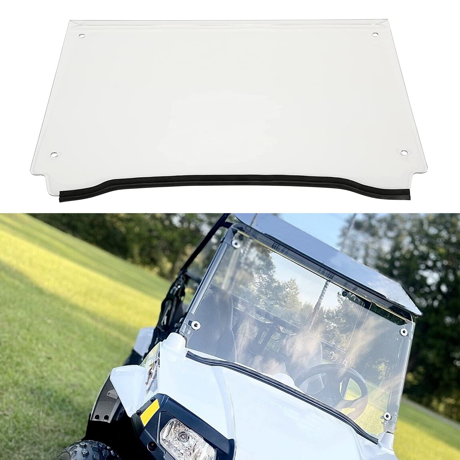 HECASA Scratch-Resistant Windshield for 2009-2021 POLARIS RZR 170 - Clear Flip-Up Front Windscreen for Off-Road Protection & Adventure Riding