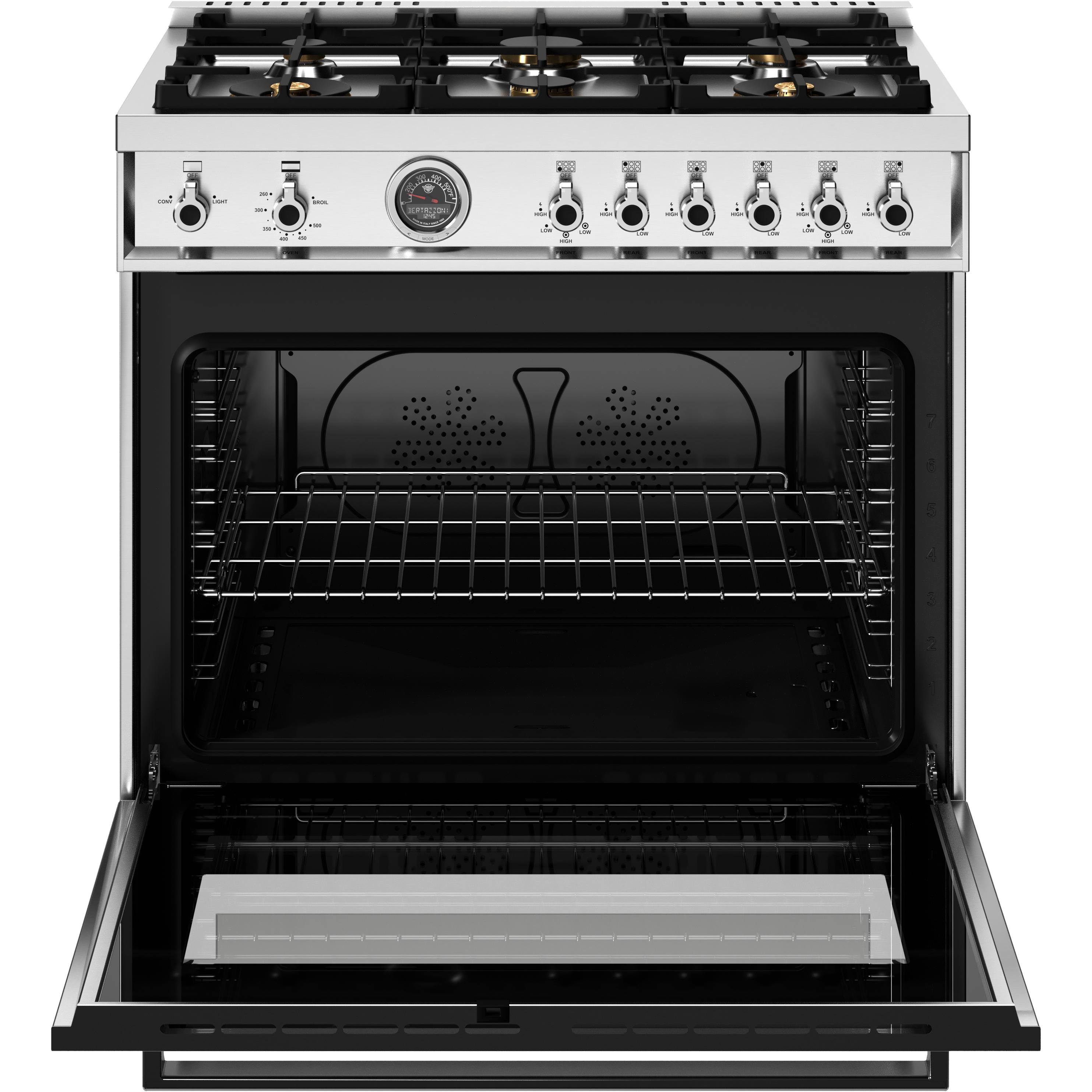Bertazzoni PRO366BCFGMXTLP 36-Inch Freestanding Gas Range - Professional Style, 6 Burners, Convection Oven - Perfect for Home Chefs & Modern Kitchens