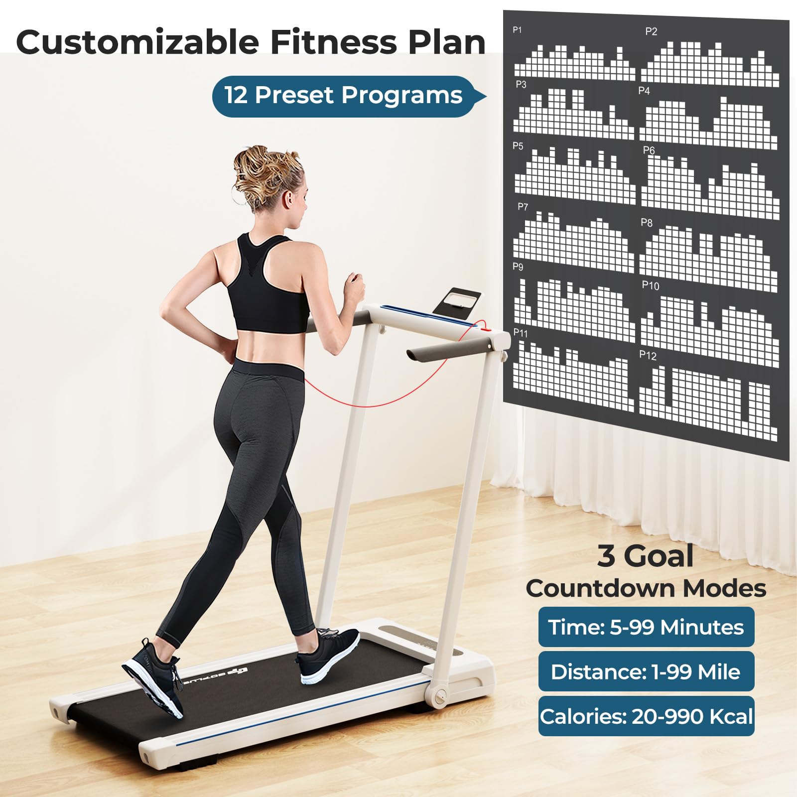 Goplus 3-in-1 Folding Treadmill with Large Desk - 2.5HP Electric Treadmill with LED Display, Bluetooth Speakers & Remote Control - Perfect for Home Office Workouts & Walking While Working