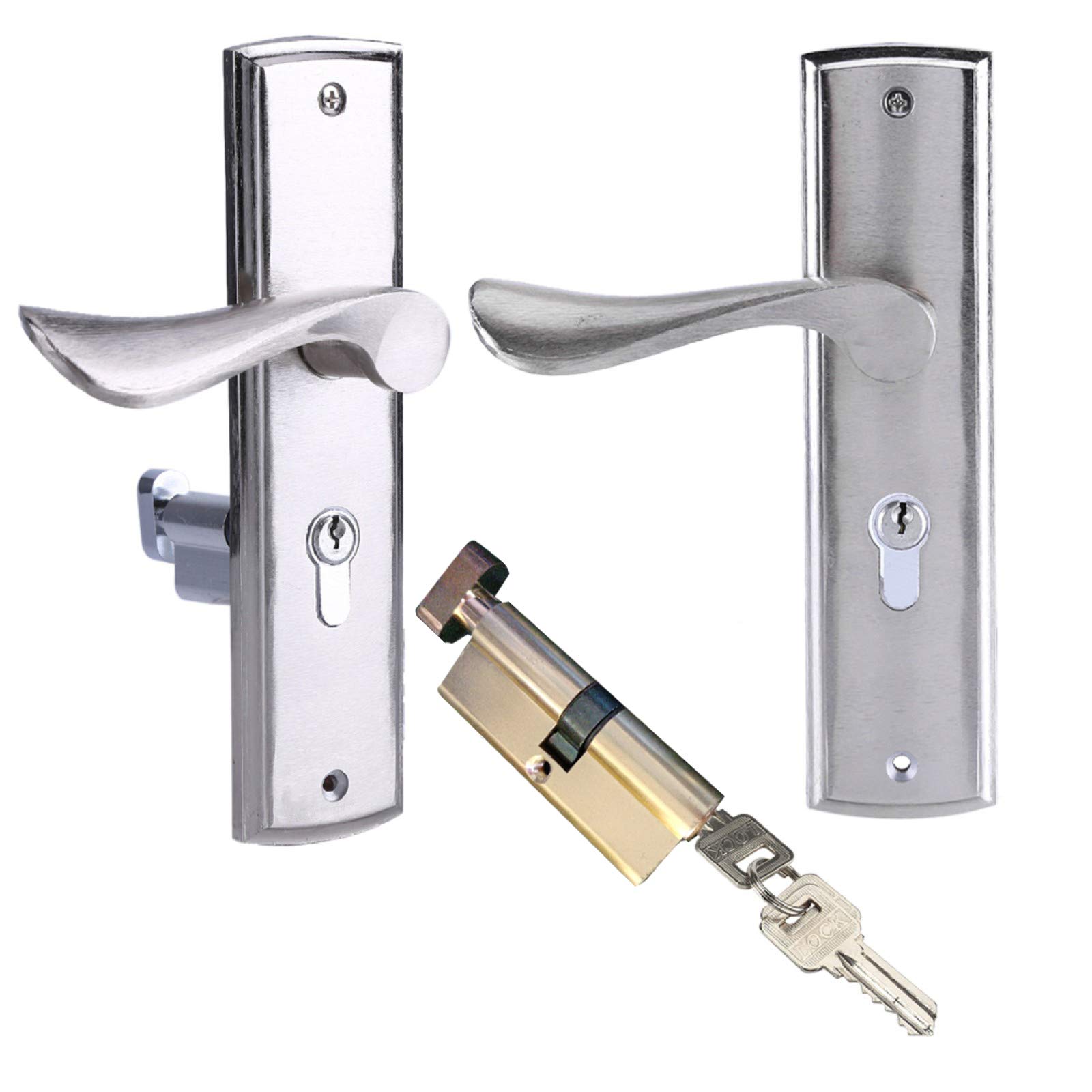 Heavy Duty Padlock with Keys - Secure Front & Back Door Lever Latch Lock for Home Security - Durable Dual Latch Room Door Panel Lock for Bedroom, Bathroom & Office Use