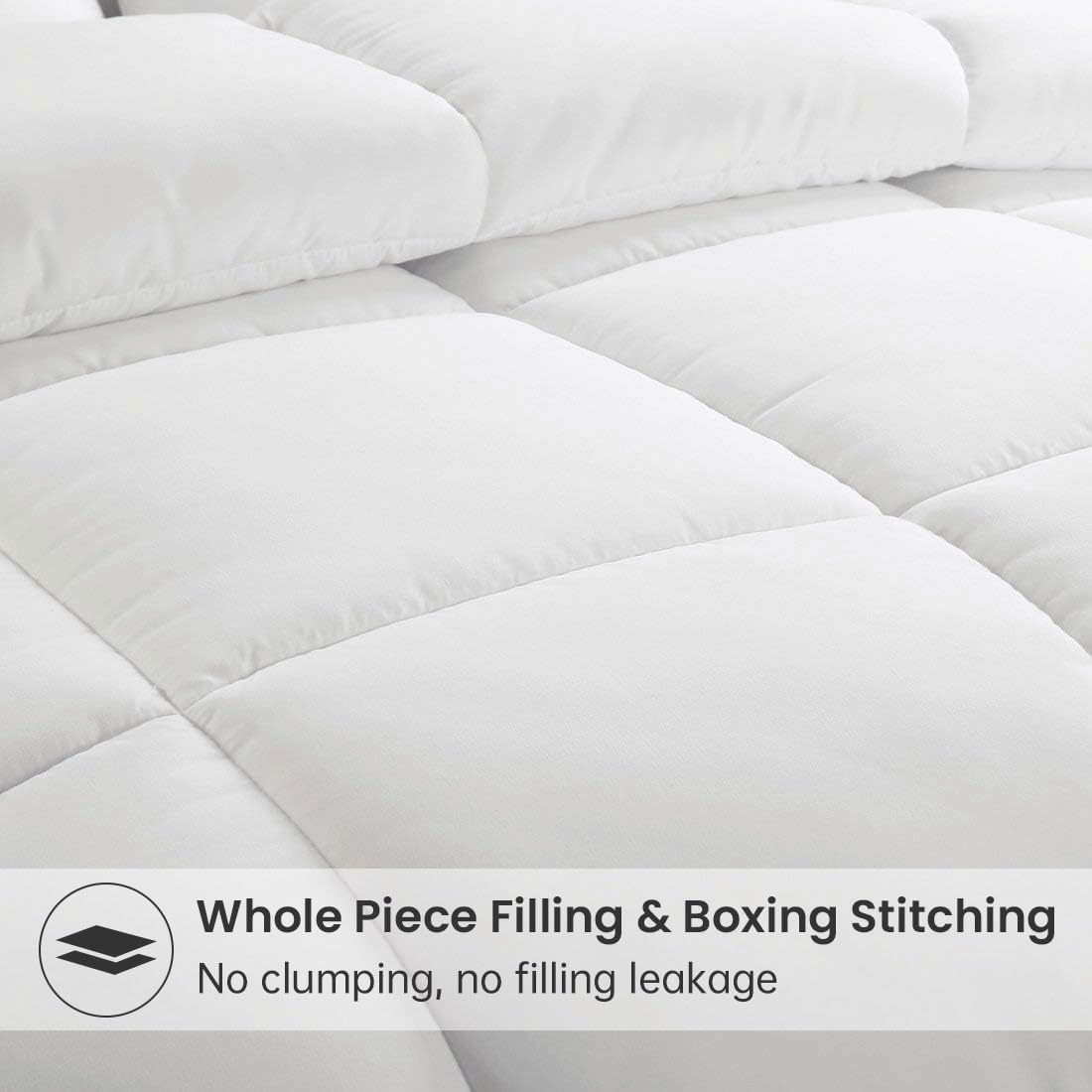 EASELAND Queen Size Soft Quilted Down Alternative Comforter - All Season Hypoallergenic Reversible Duvet Insert with Corner Ties, Warm Fluffy Bedding (White, 88x88 Inches) for Cozy Home, Hotel, or Guest Room Use