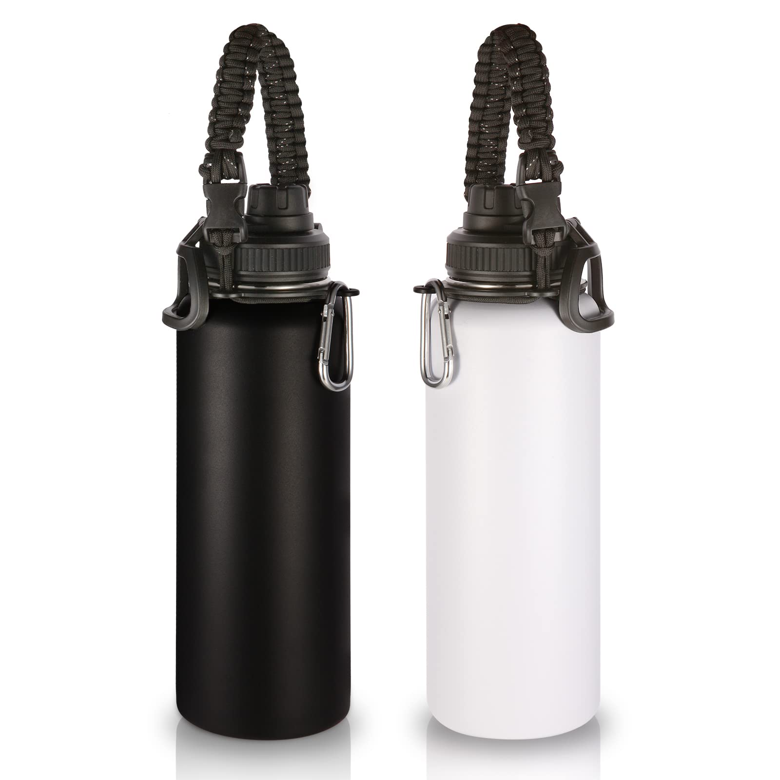 Volhoply 40 oz Insulated Stainless Steel Water Bottles 2 Pack - Double Walled Vacuum, Wide Mouth Sports Bottle with Paracord Handle & Spout Lid - Perfect for Hiking, Camping, Gym & Outdoor Activities (Mix, 2 Set)