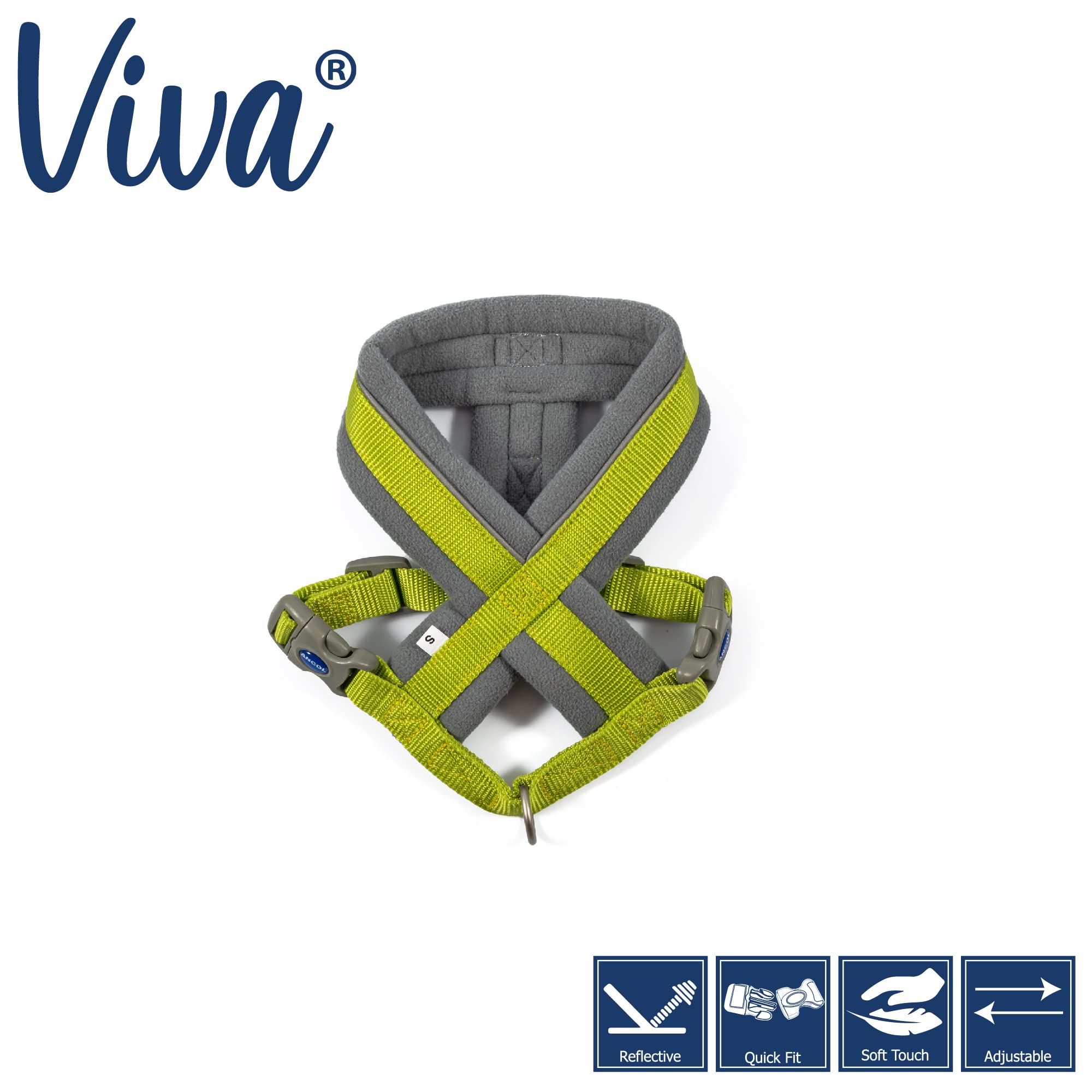 Ancol Viva Padded Strong Dog Chest Harness - Medium Size, Lime Green - Comfortable & Secure Walking Harness for Medium Dogs - Perfect for Outdoor Adventures, Training & Daily Walks