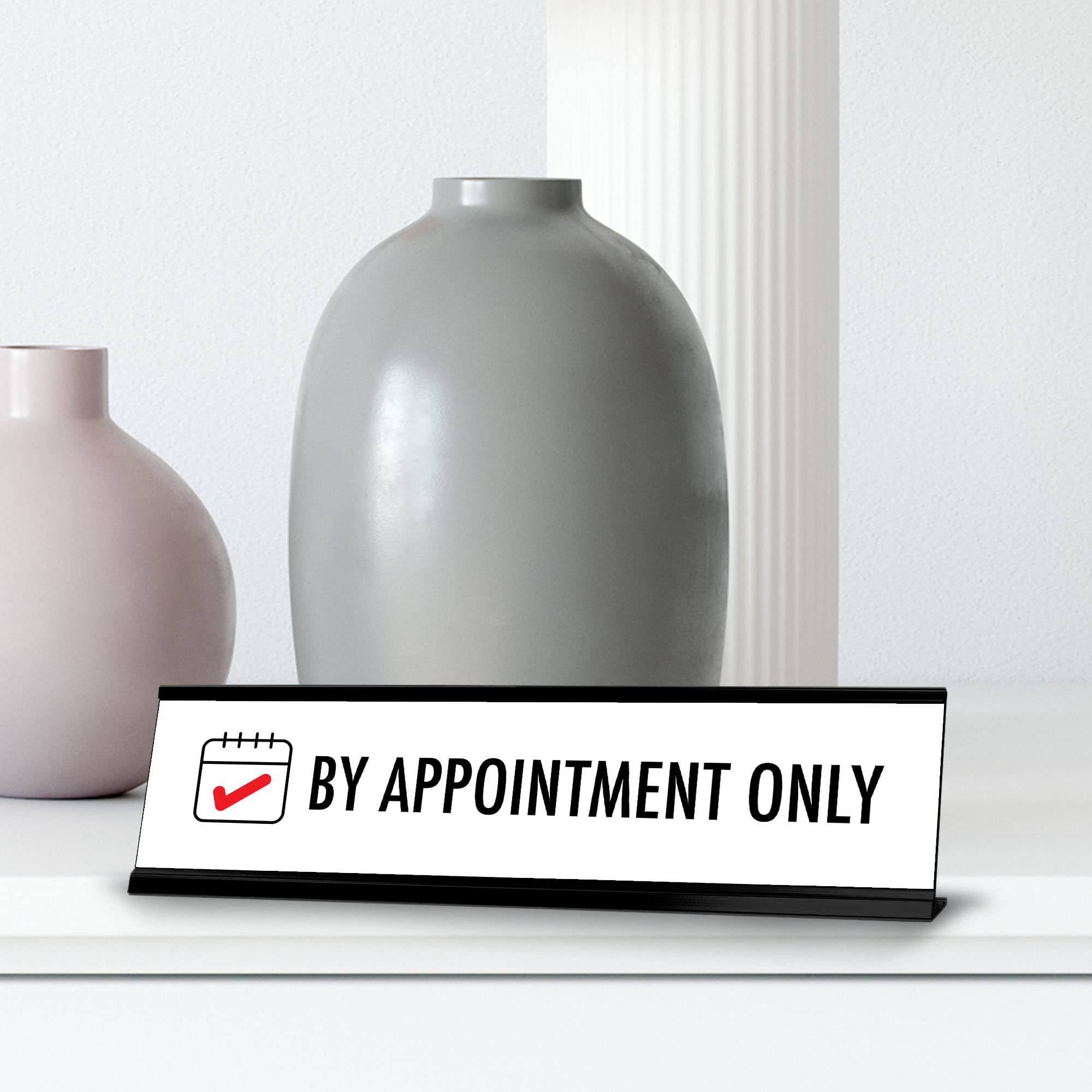 Custom Black Frame Desk Sign (2x8 Inches) - Elegant Office Decor for Reception, Meetings & Professional Spaces