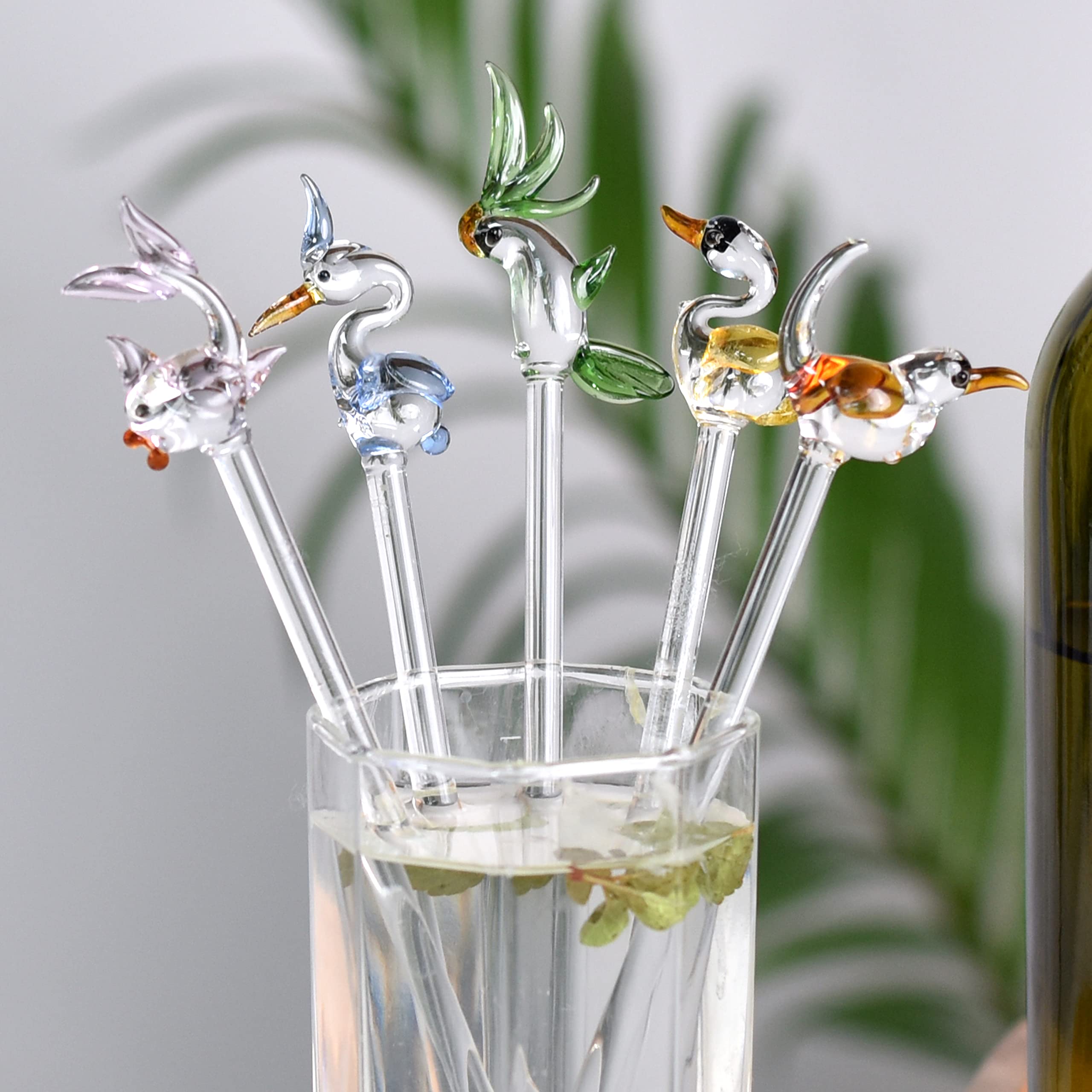 6-Piece Indian Shelf Glass Drink Stirrer Set - Reusable Swizzle Sticks for Cocktails & Coffee - Bar Accessories for Mixing Drinks (Perfect for Home Bars, Coffee Shops & Party Cocktails)