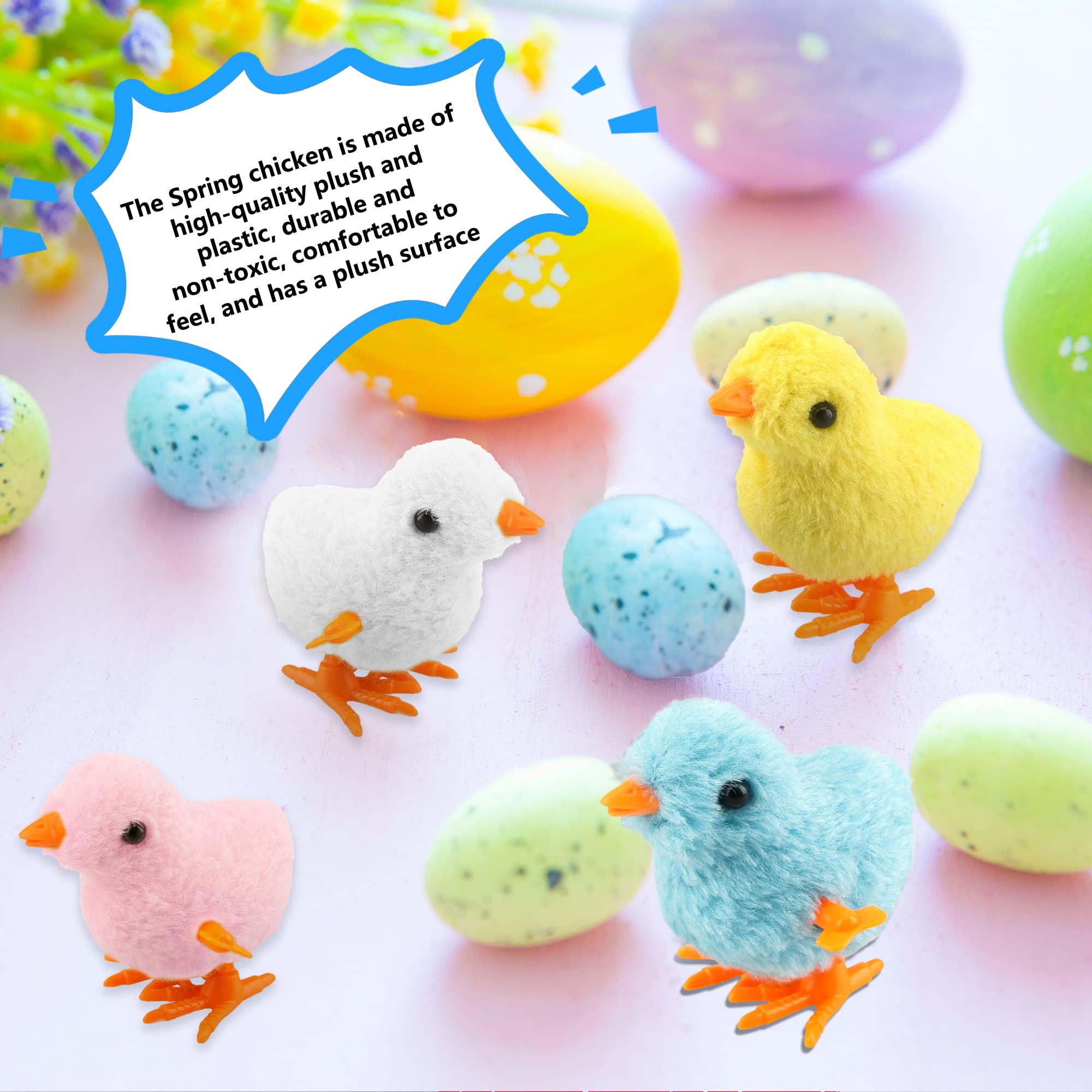 20 Pack Wind-Up Easter Chicken Plush Toys - Jumping Chicks for Kids, Easter Party Favors, Easter Basket Stuffers - Perfect for Easter Egg Hunts, Classroom Rewards & Spring Decorations