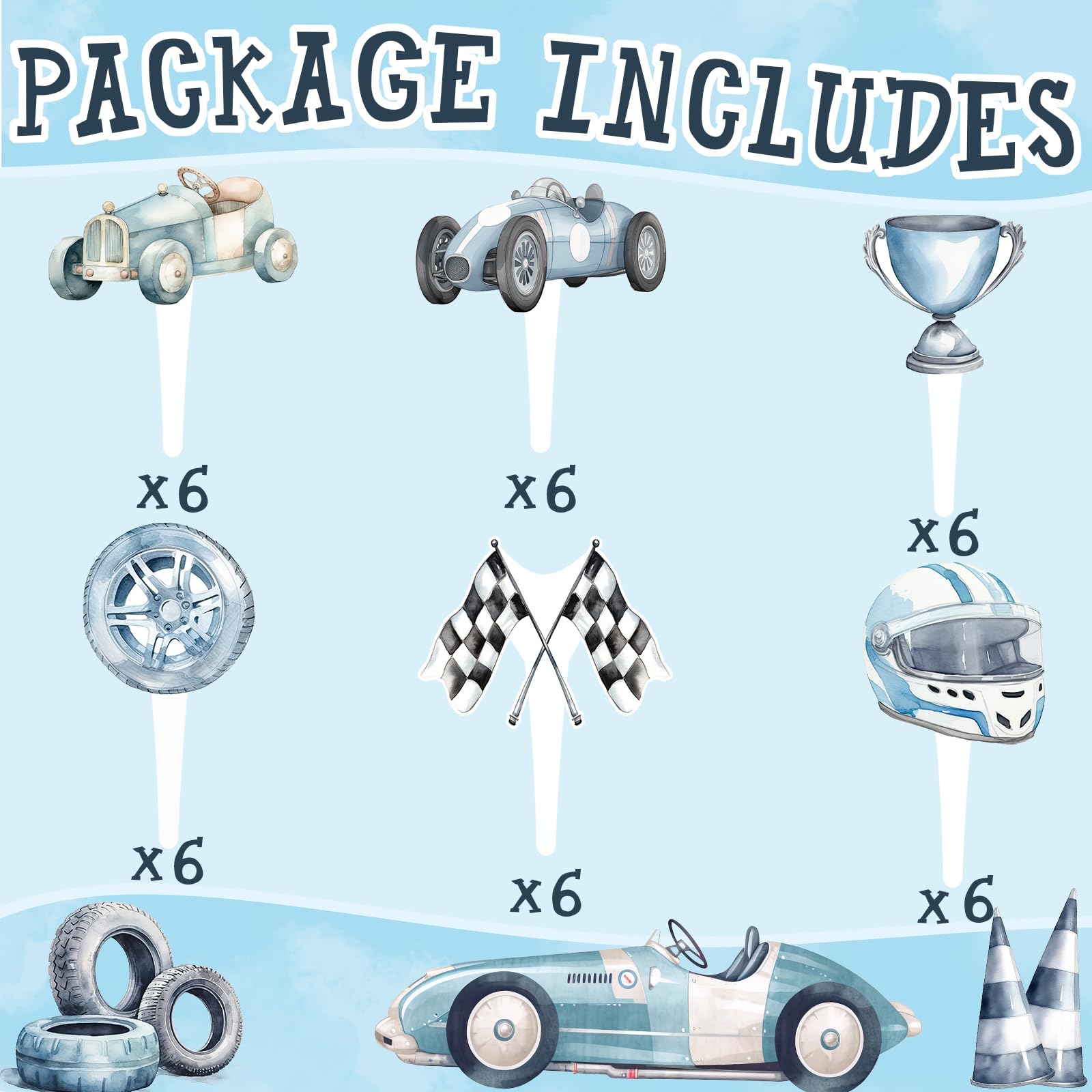 36 Pcs Race Car Cupcake Toppers - Racing Car Party Decorations for Birthday, Baby Shower & Cake Decor - Perfect for Race Car Themed Events, Kids Parties & Dessert Displays